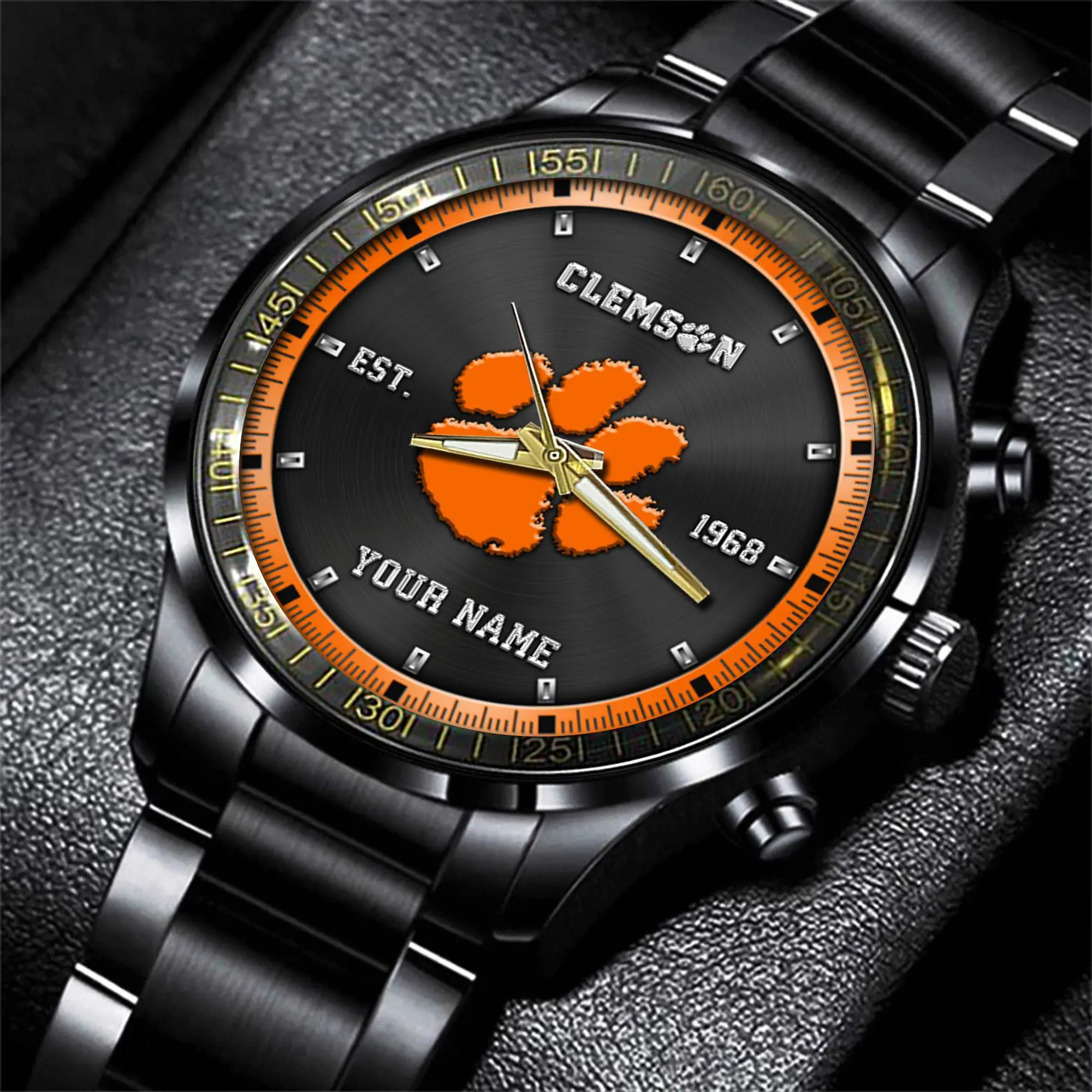 jwfancy clemson tigers ncaa personalized black style hand watch gifts for fan eiusl