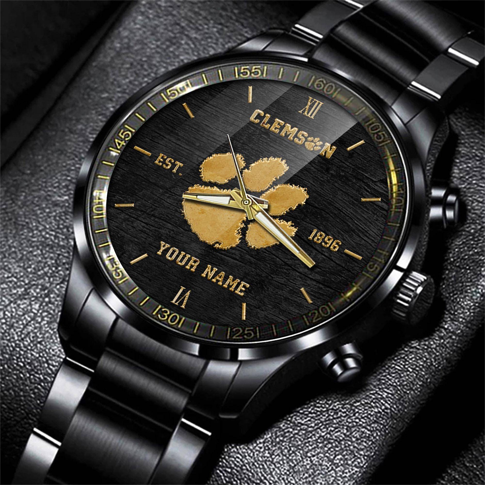 jwfancy clemson tigers ncaa personalized black style hand watch gifts for fan ipoqs
