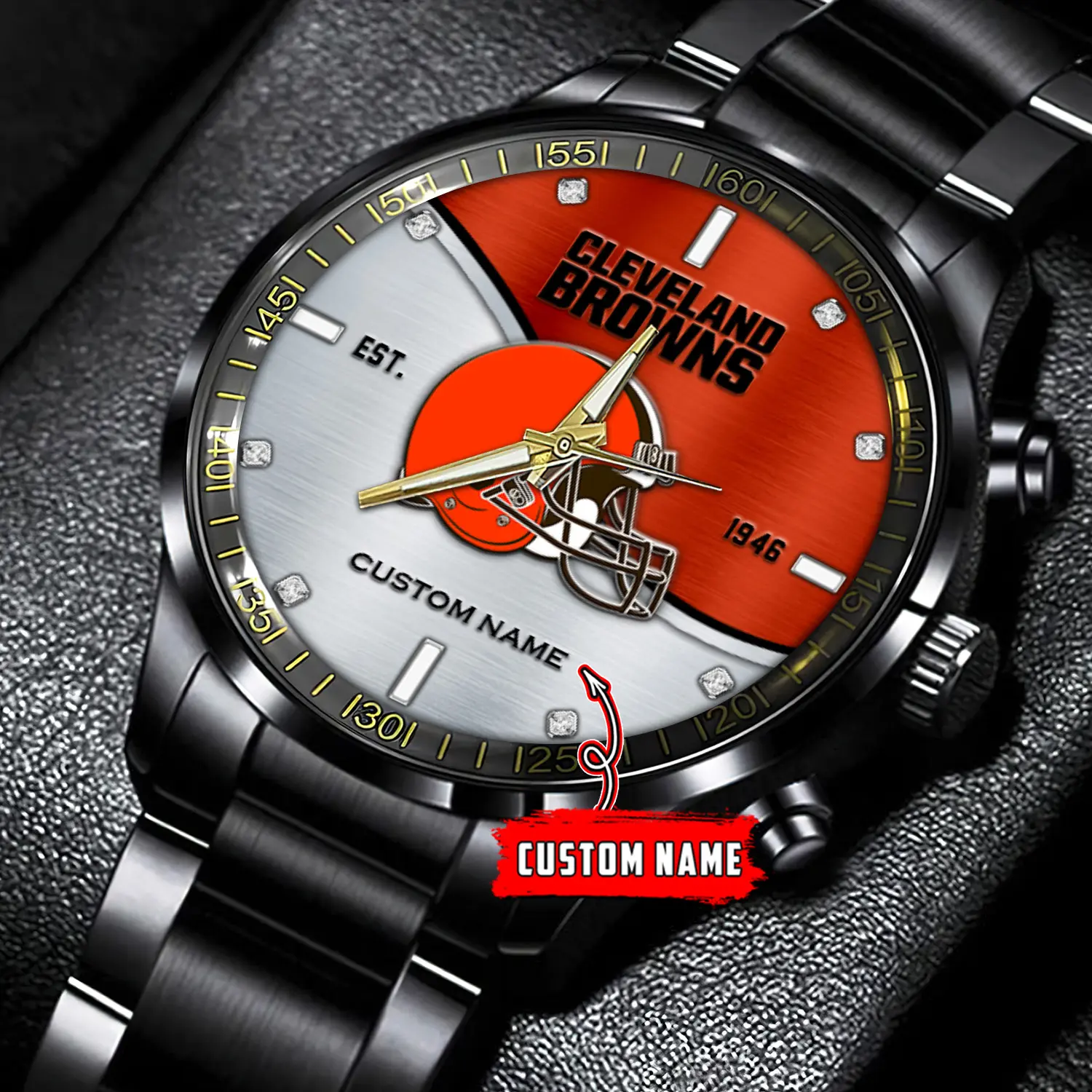 jwfancy cleveland browns nfl personalized black stainless steel watch gift for fans xc8xd
