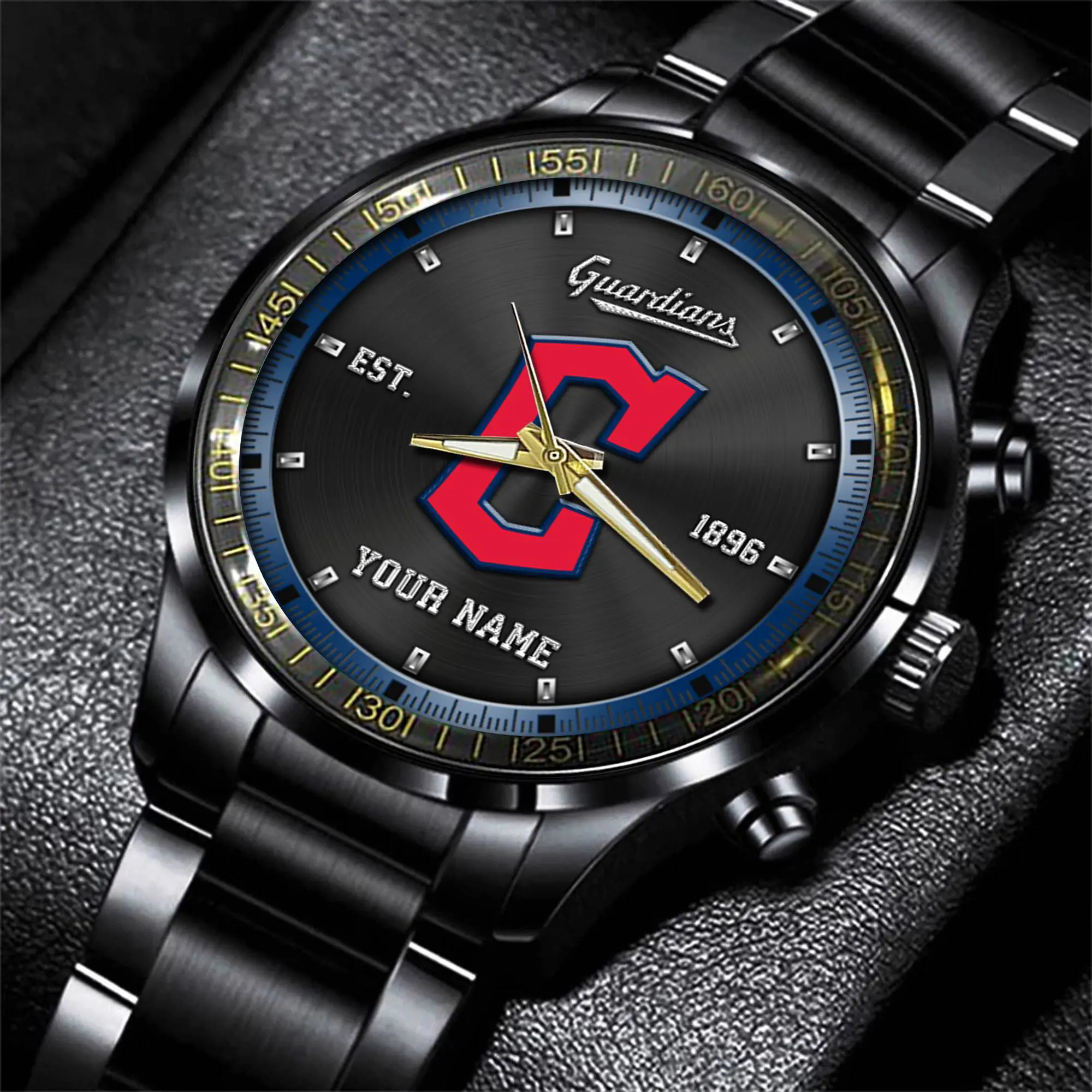 jwfancy cleveland guardians mlb personalized black style hand watch gifts for fan jv5hv
