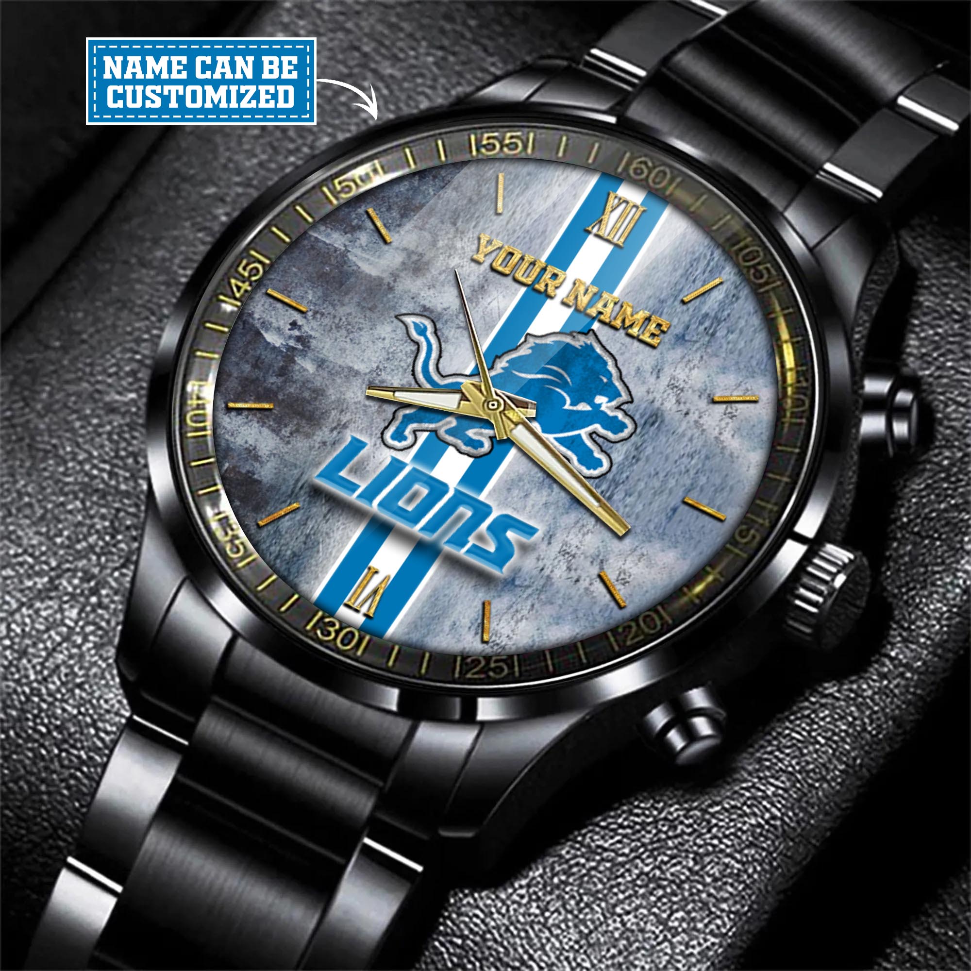 jwfancy detroit lions nfl personalized black hand watch gift for fans 96yj9