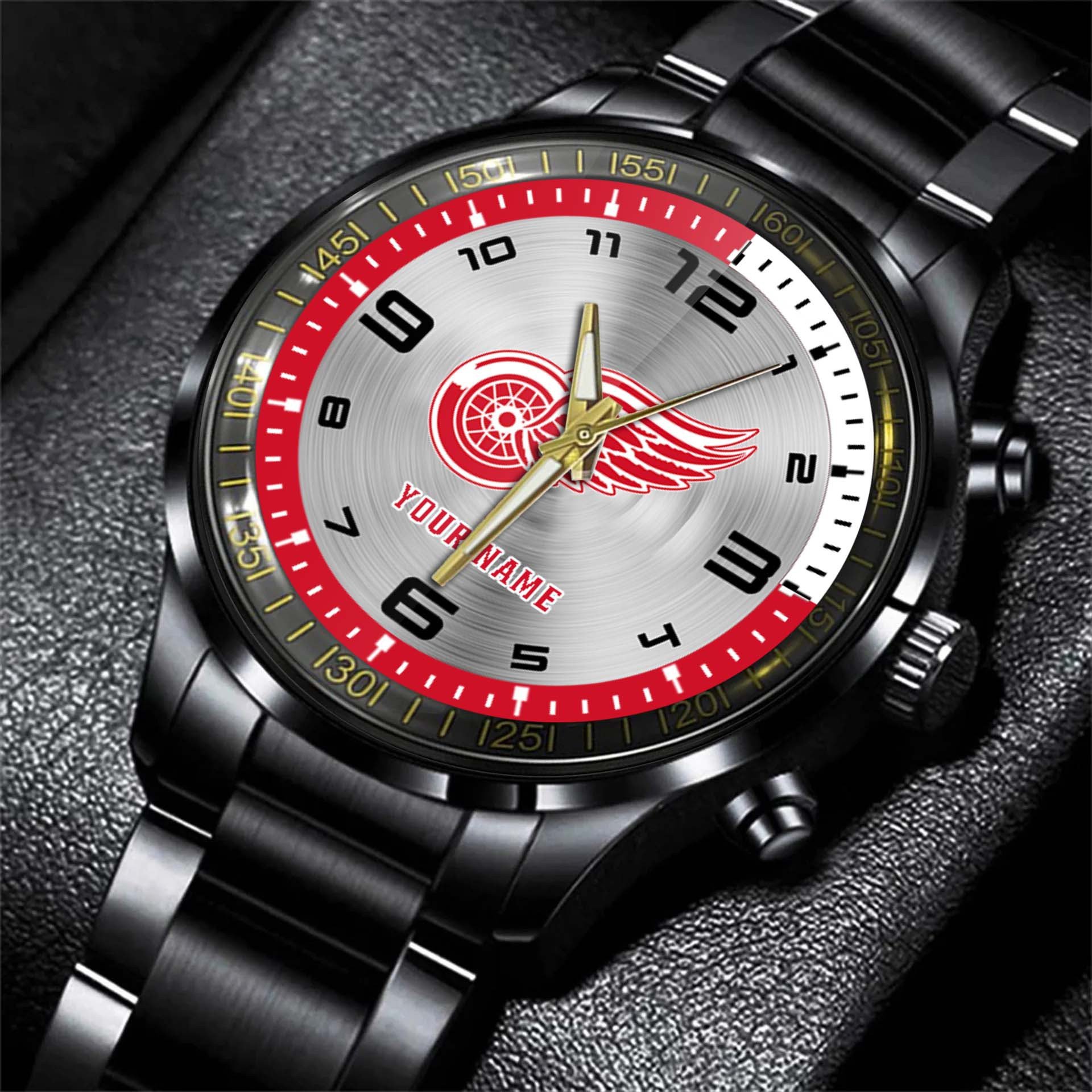 jwfancy detroit red wing nhl personalized fashion black hand watch gift for fans xw7tj