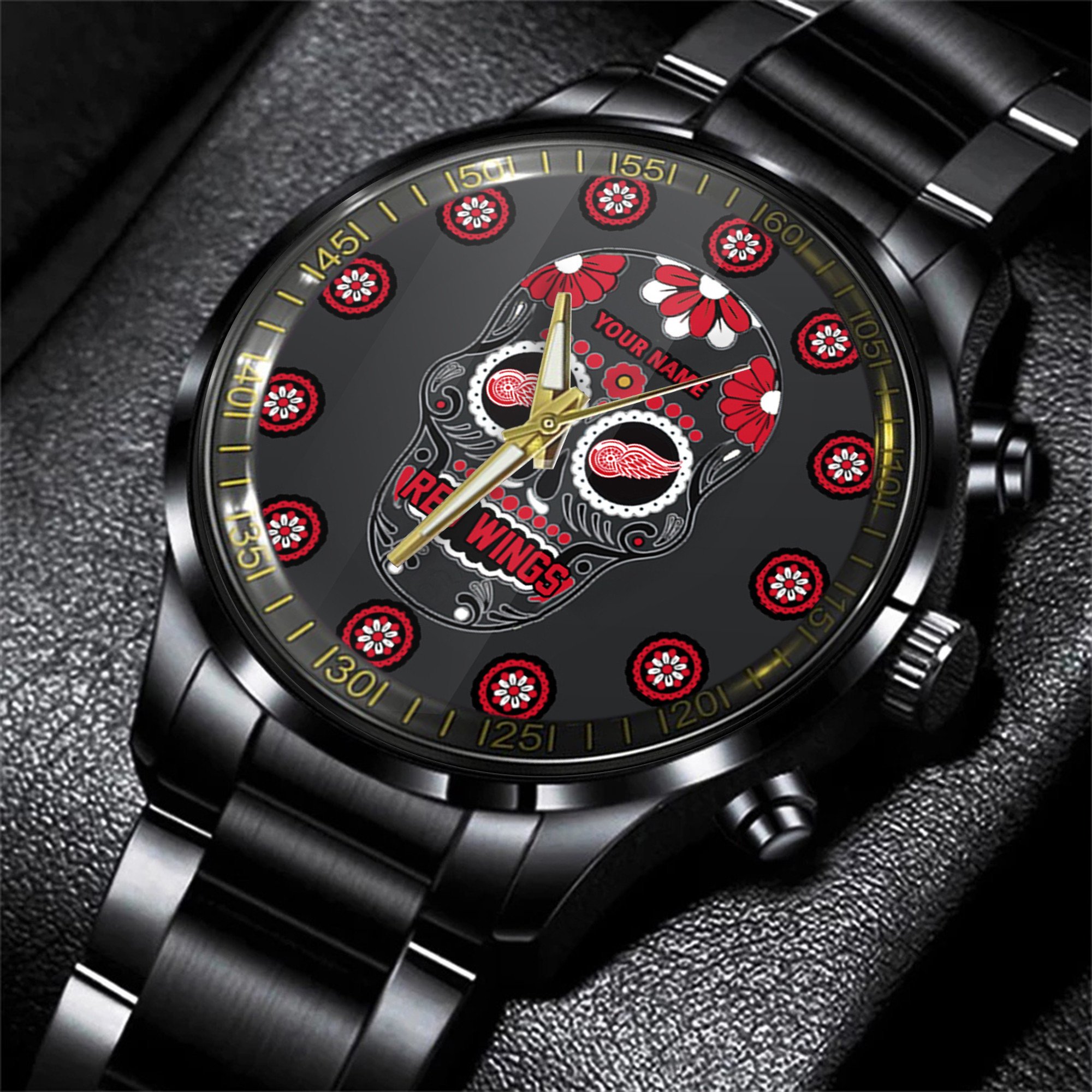 jwfancy detroit red wings nhl men black hand watch personalized gift for fans az8af