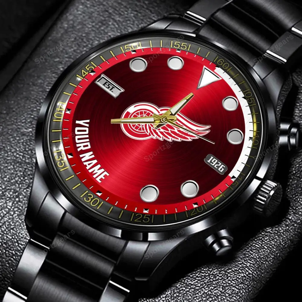 jwfancy detroit red wings nhl personalized new black hand watch gift for fans kwsvw