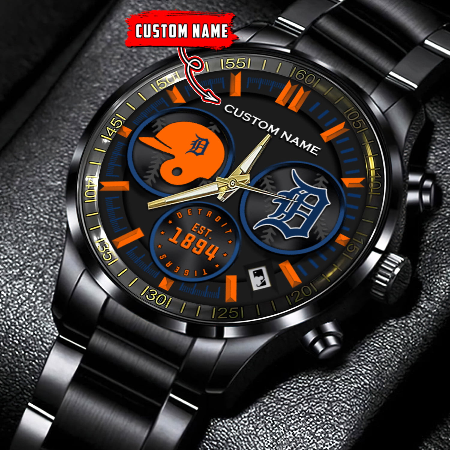 jwfancy detroit tigers mlb personalized black stainless steel watch for fan o0gtn