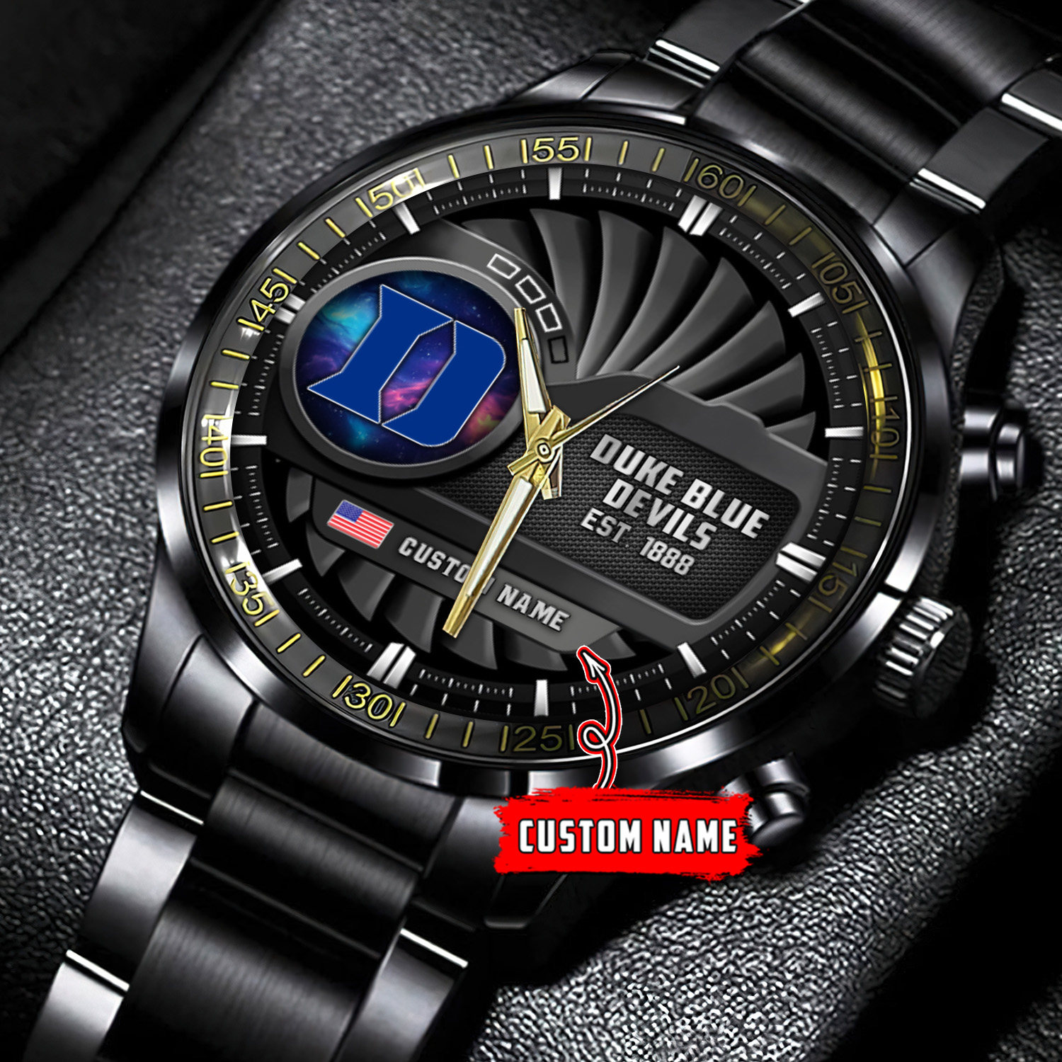 jwfancy duke blue devils ncaa personalized black hand watch gift for fans 45kft