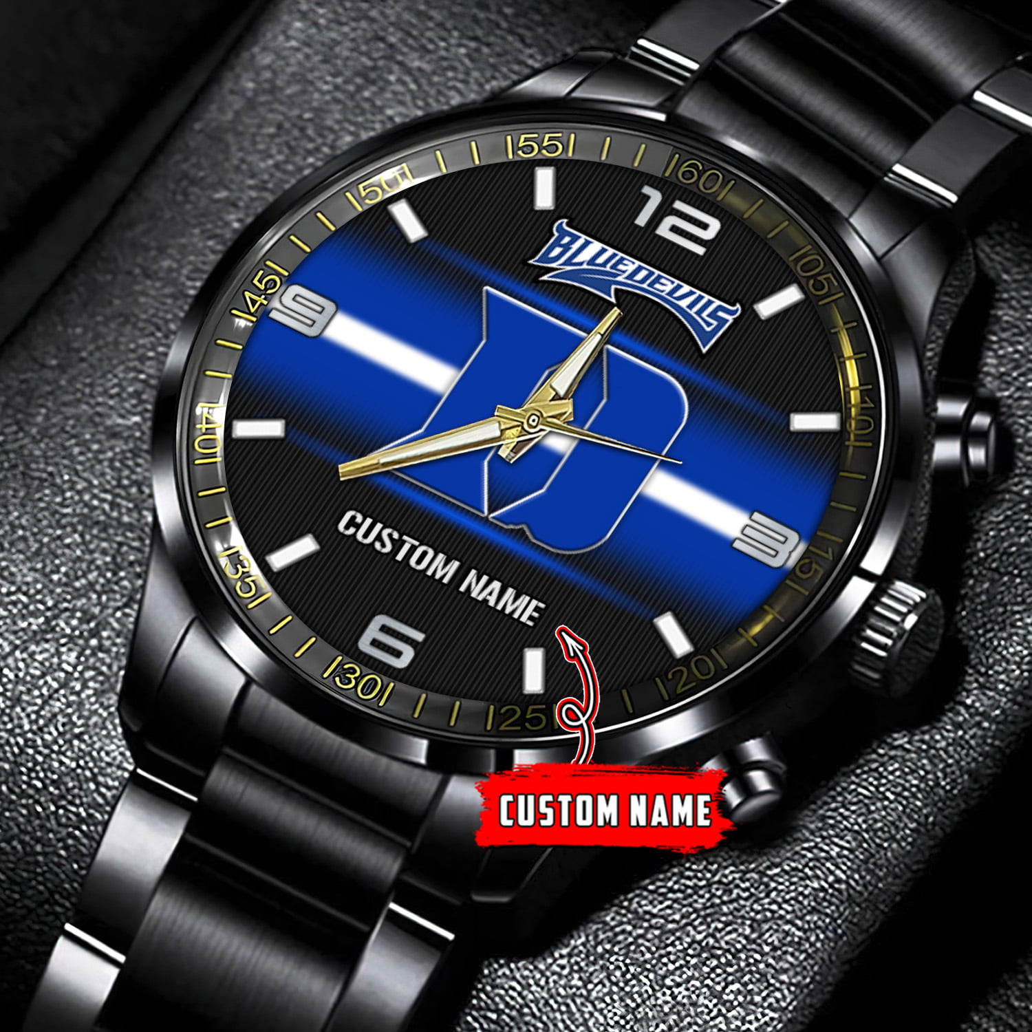 jwfancy duke blue devils ncaa personalized black stainless steel watch gift for fans wtfeb