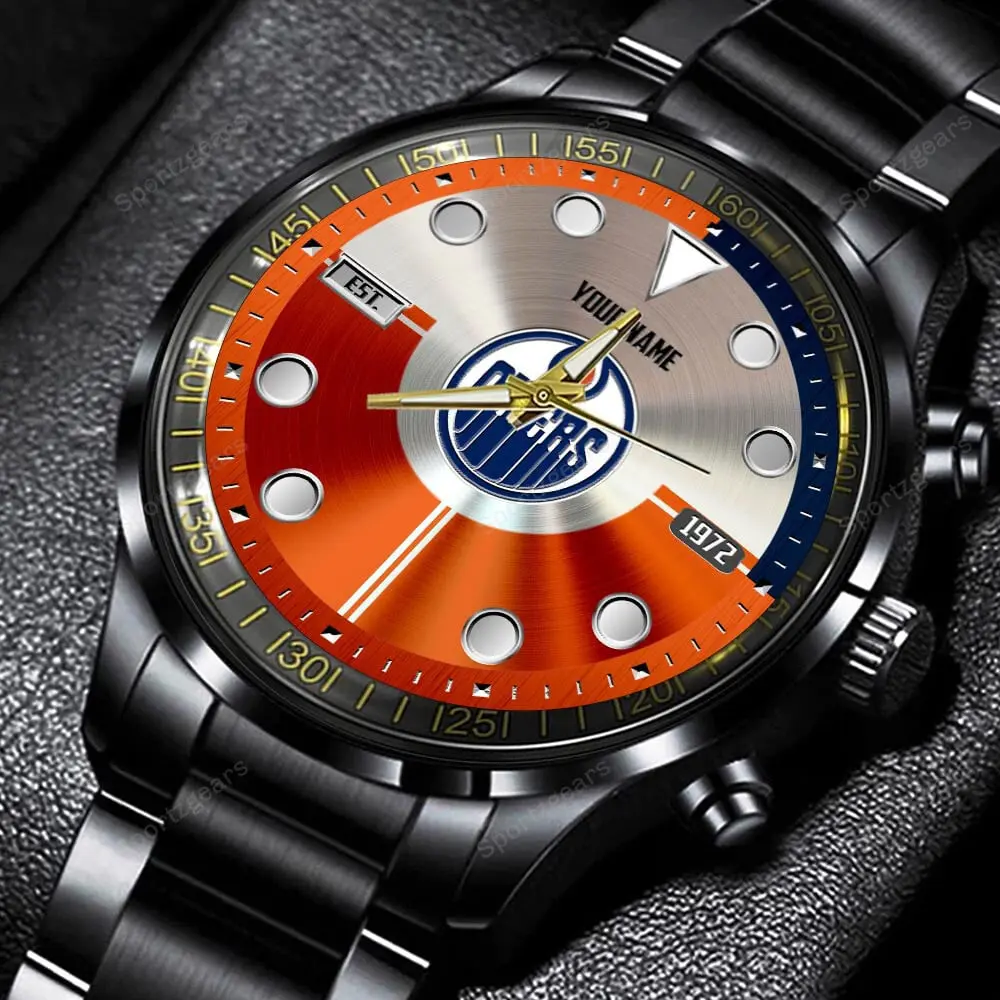 jwfancy edmonton oilers nhl personalized new black hand watch gift for fans aoasd
