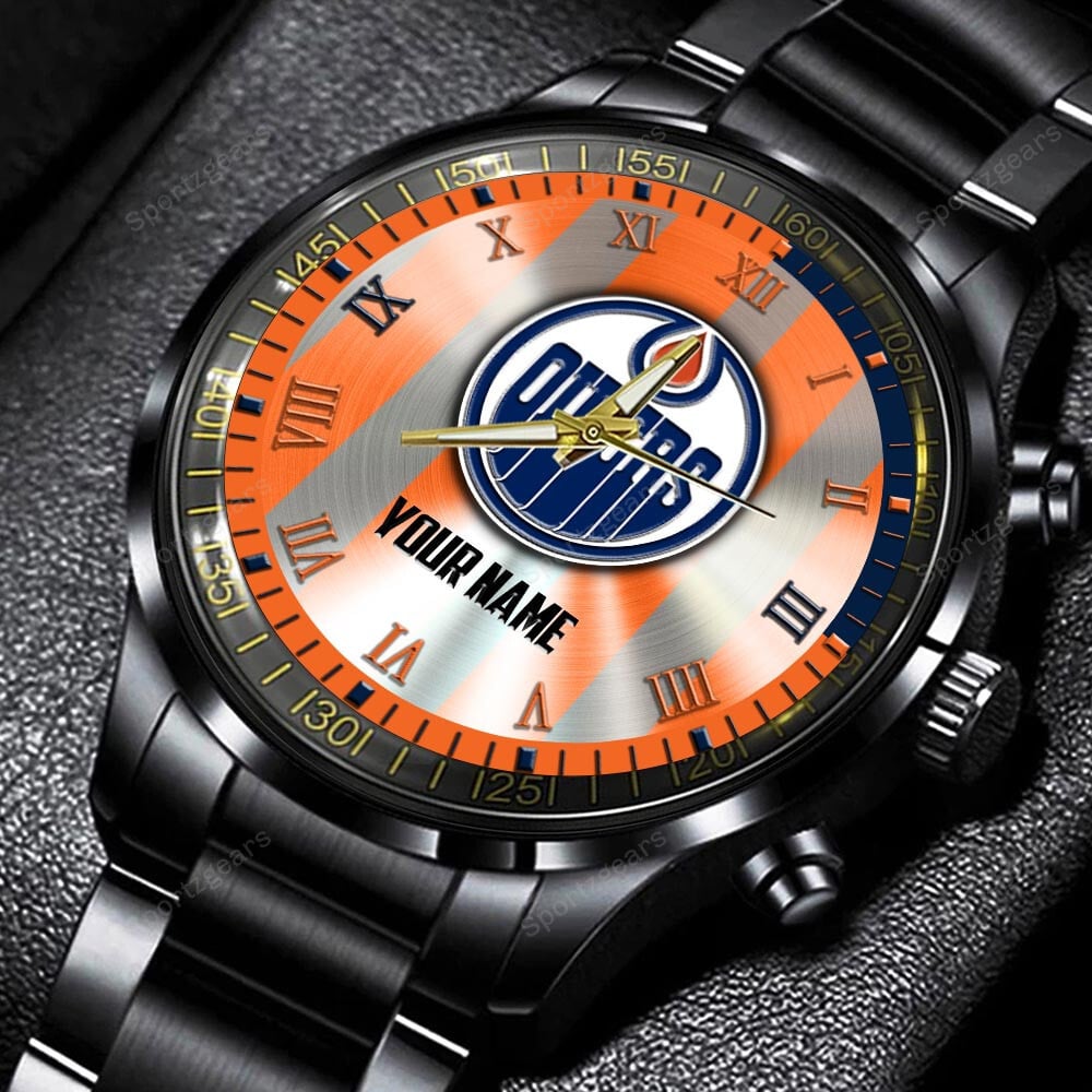 jwfancy edmonton oilers nhl personalized new black hand watch gift for fans p5lwx