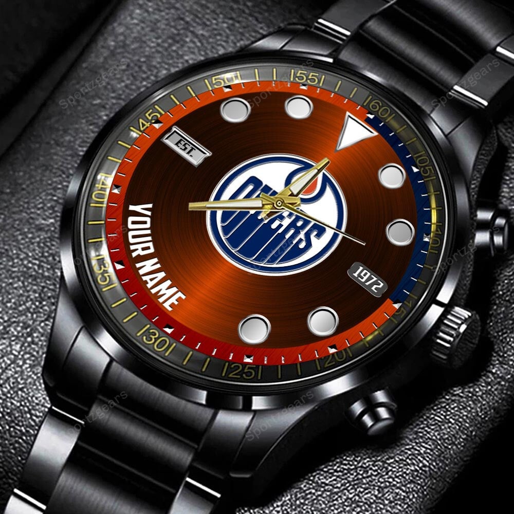 jwfancy edmonton oilers nhl personalized new black hand watch gift for fans wld7t