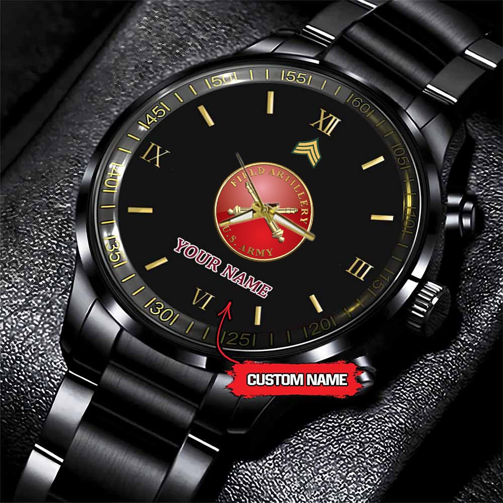 jwfancy field artillery army personalized black stainless steel watch tvvu0