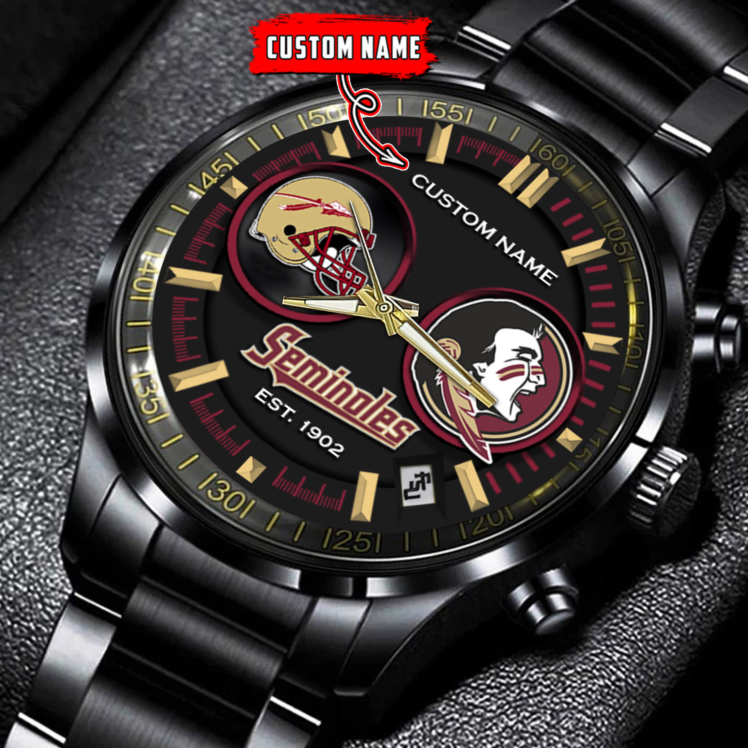 jwfancy florida state seminoles ncaa personalized black stainless steel watch gift for fans l7jag