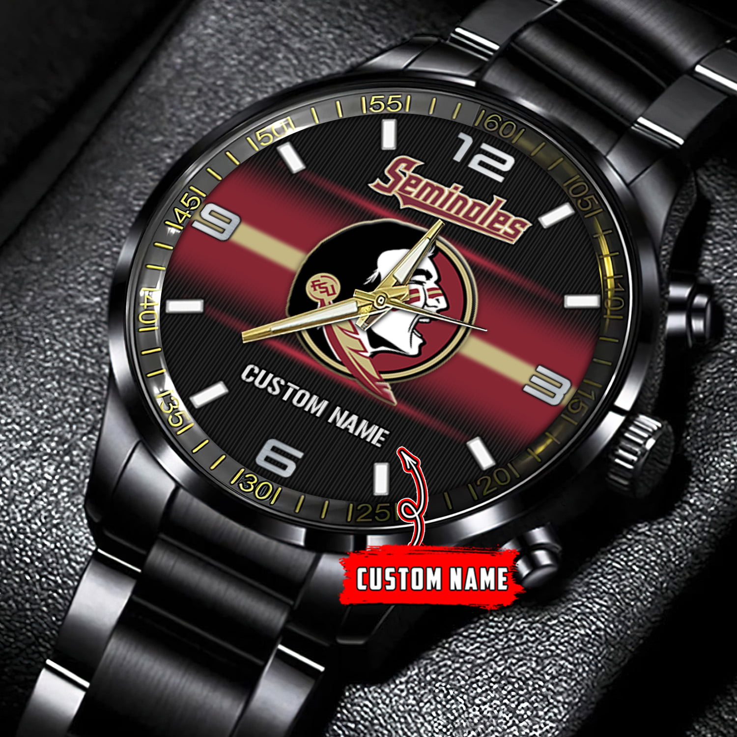 jwfancy florida state seminoles ncaa personalized black stainless steel watch gift for fans y1mlm