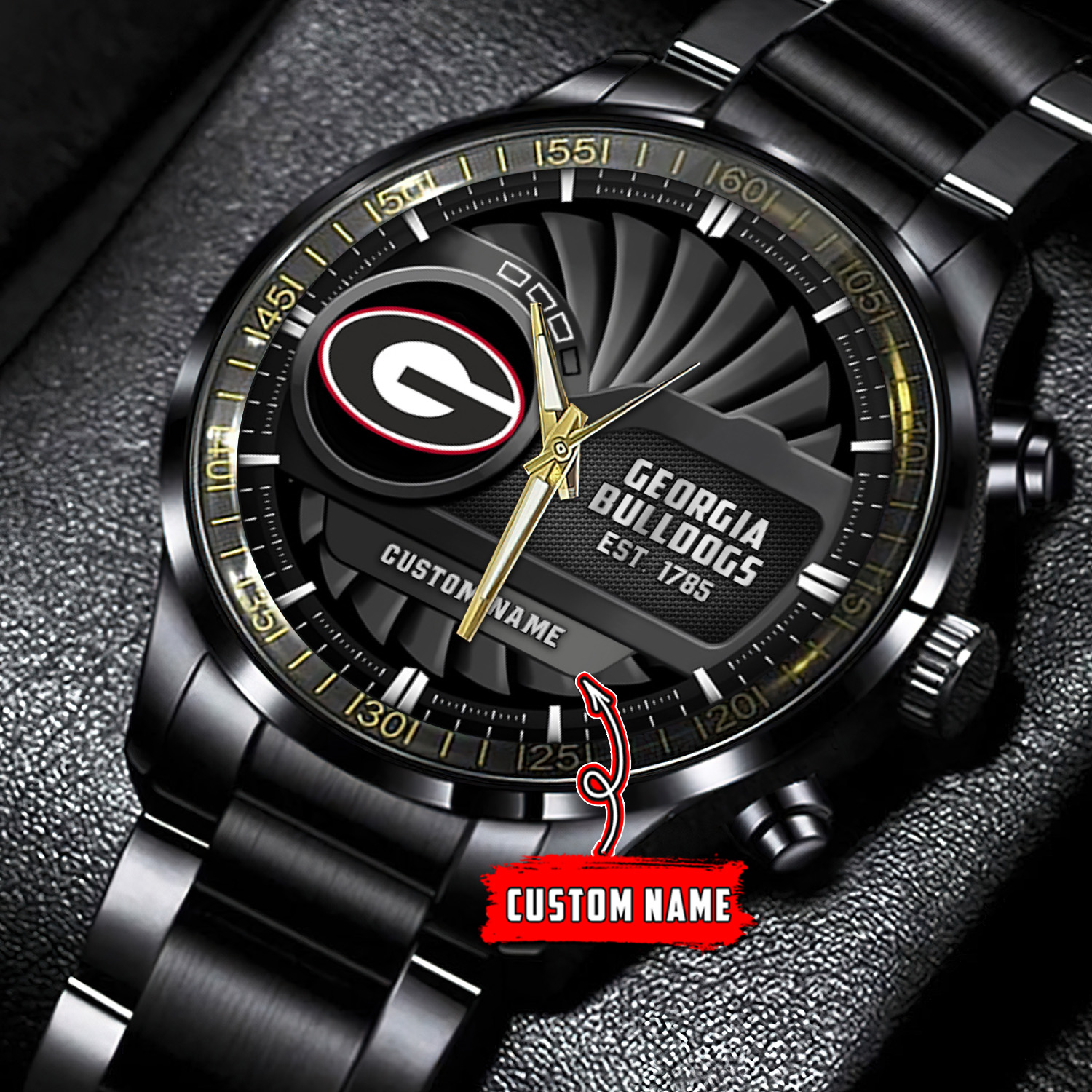 jwfancy georgia bulldogs ncaa personalized black stainless steel watch gift for fans bchyt