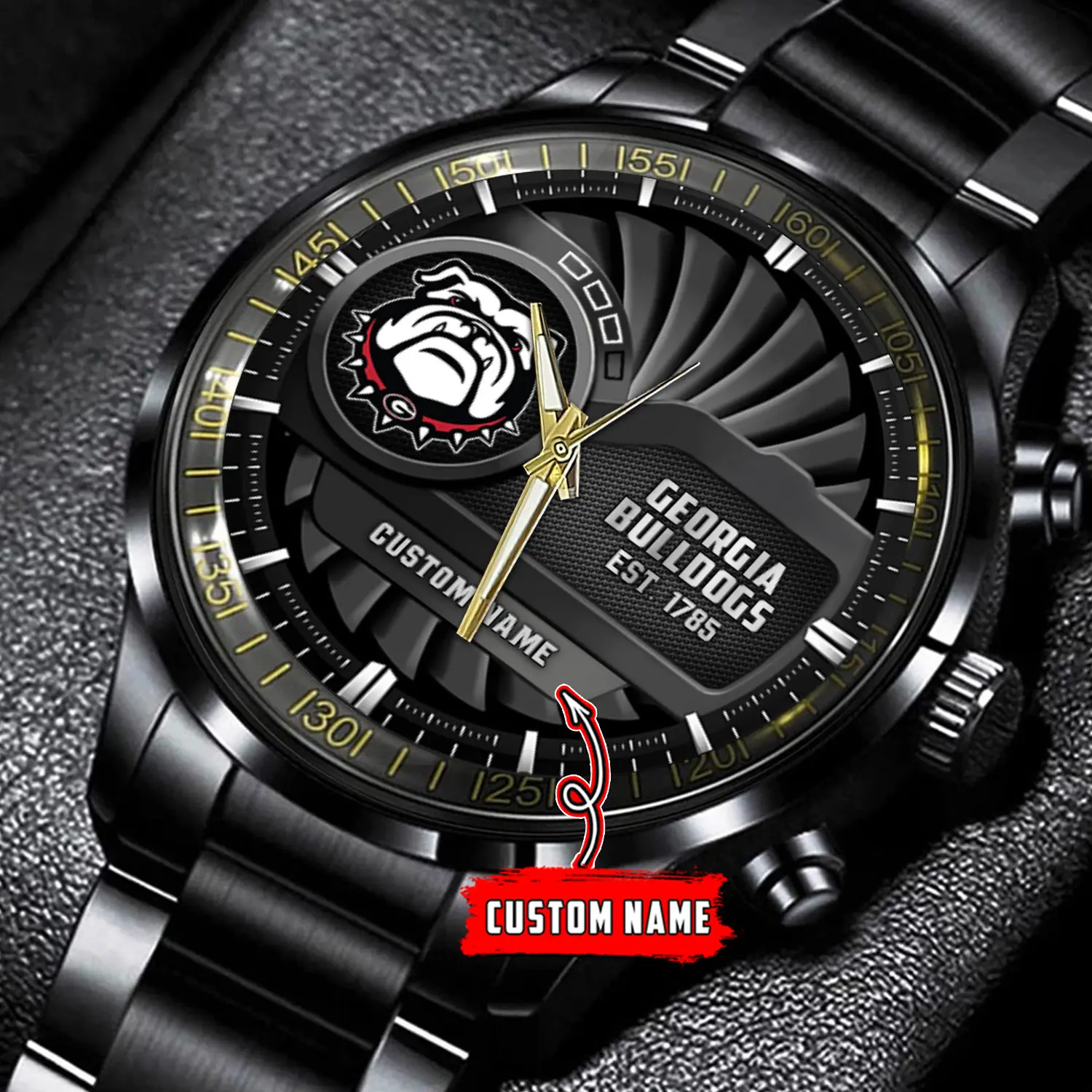 jwfancy georgia bulldogs ncaa personalized black stainless steel watch gift for fans tzjp6
