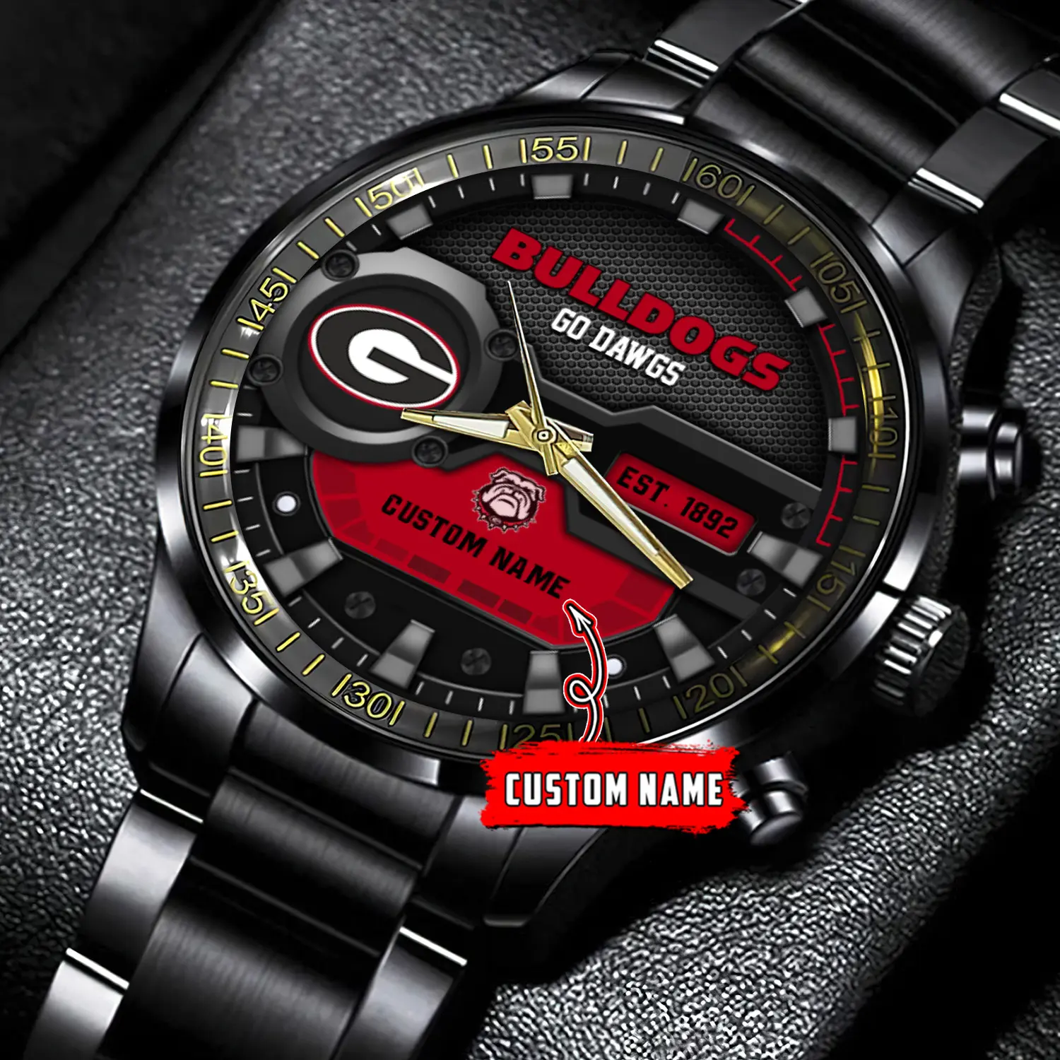 jwfancy georgia bulldogs ncaa personalized black stainless steel watch gift for fans wjftk