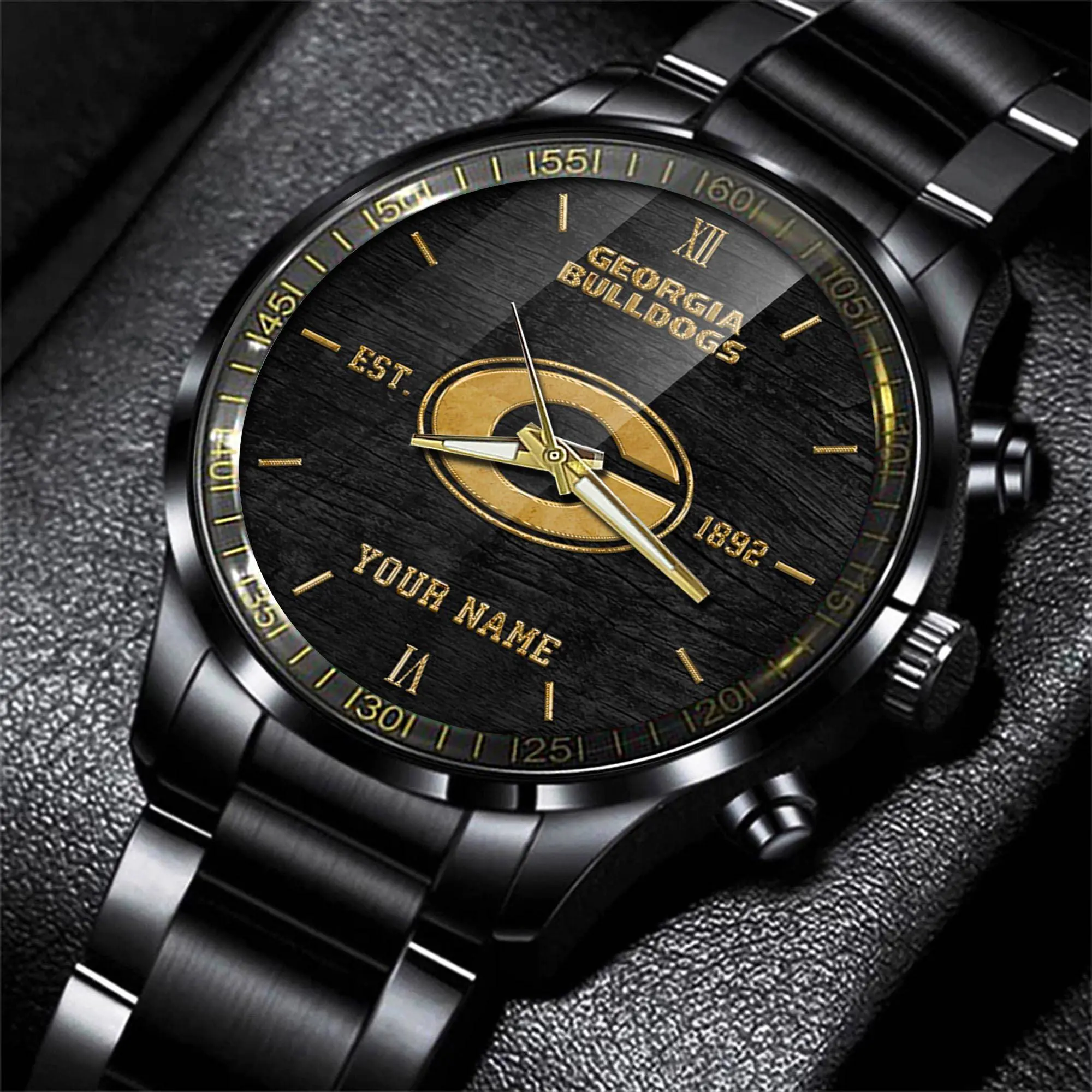 jwfancy georgia bulldogs ncaa personalized black style hand watch gifts for fan kwrsq