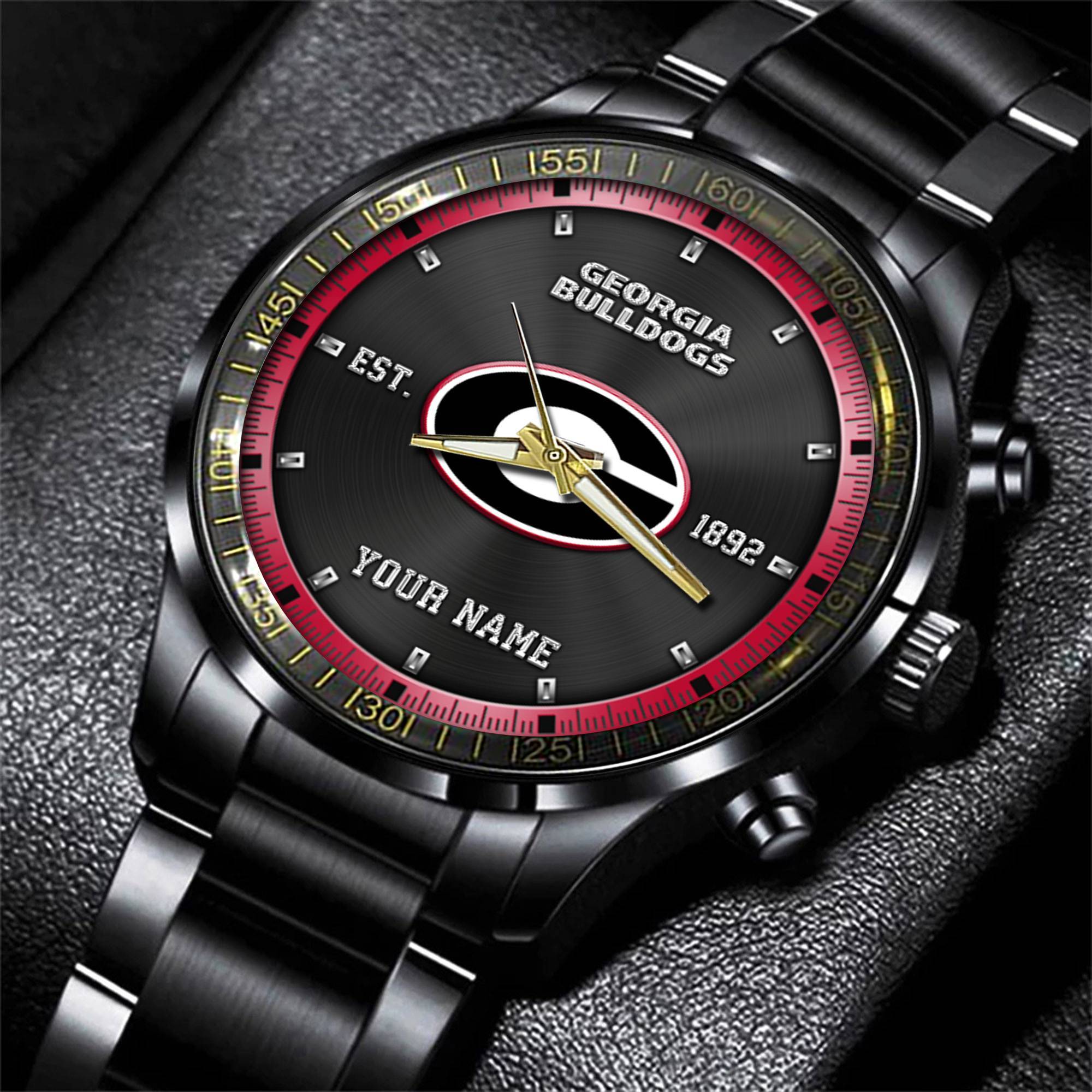 jwfancy georgia bulldogs ncaa personalized black style hand watch gifts for fan o50np