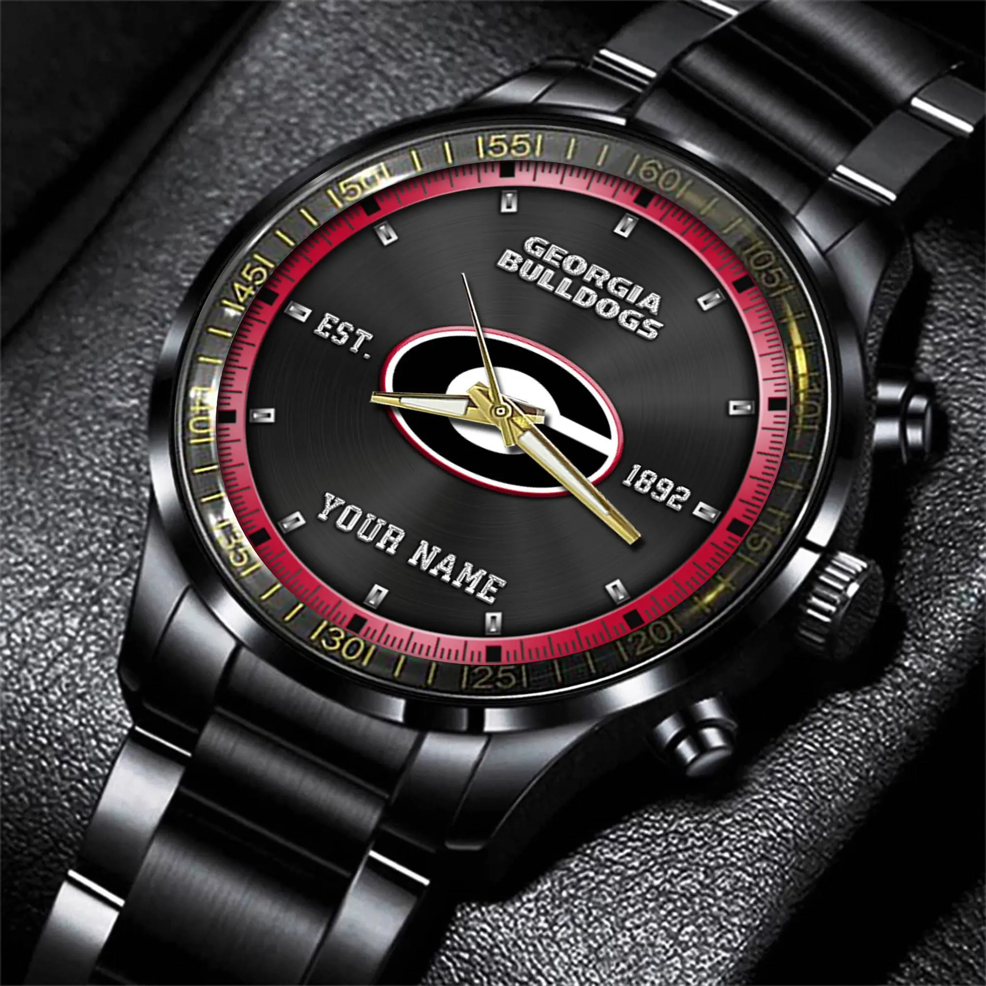 jwfancy georgia bulldogs ncaa personalized black style hand watch gifts for fan o50np