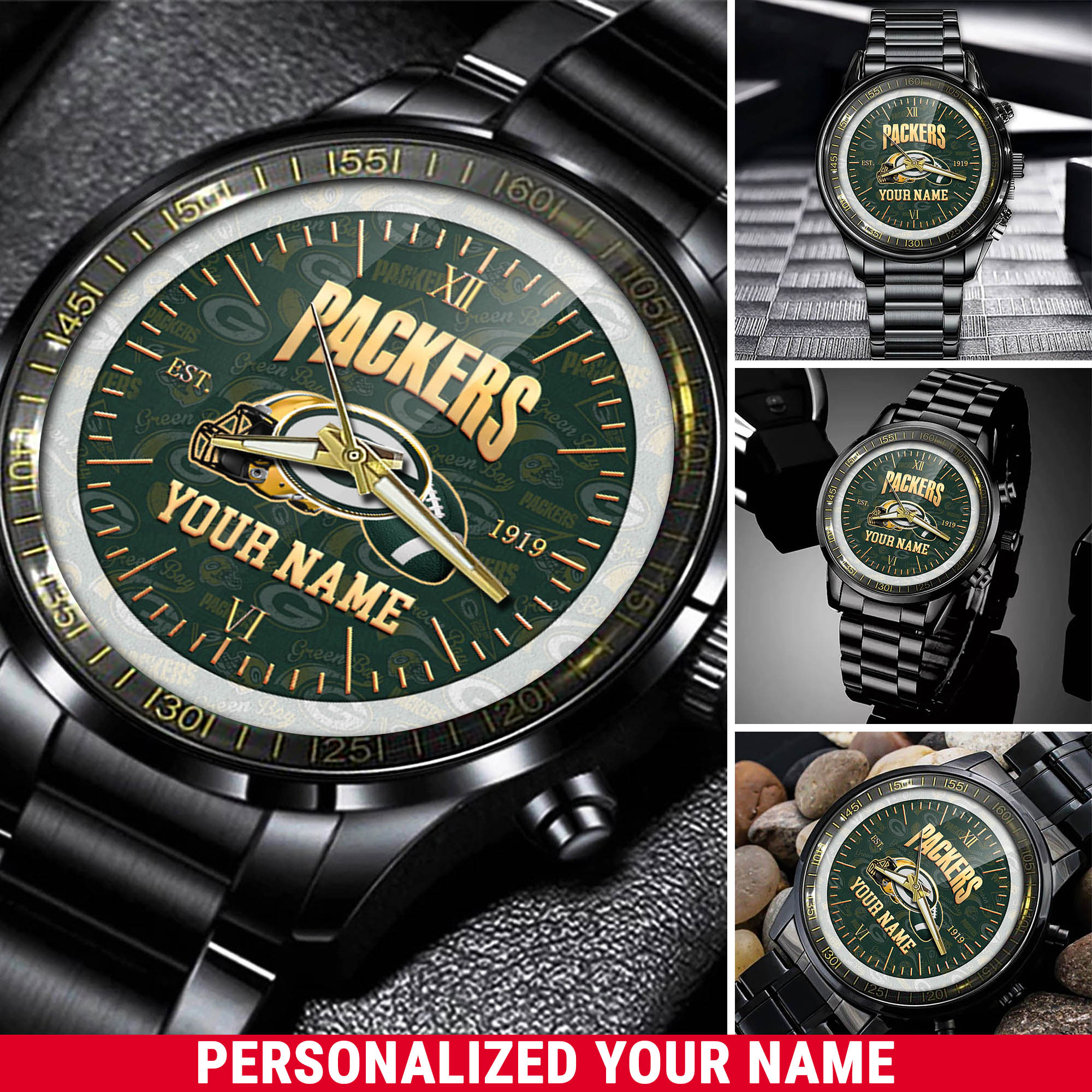 jwfancy green bay packers nfl personalized black watch new collection for fans gevuw