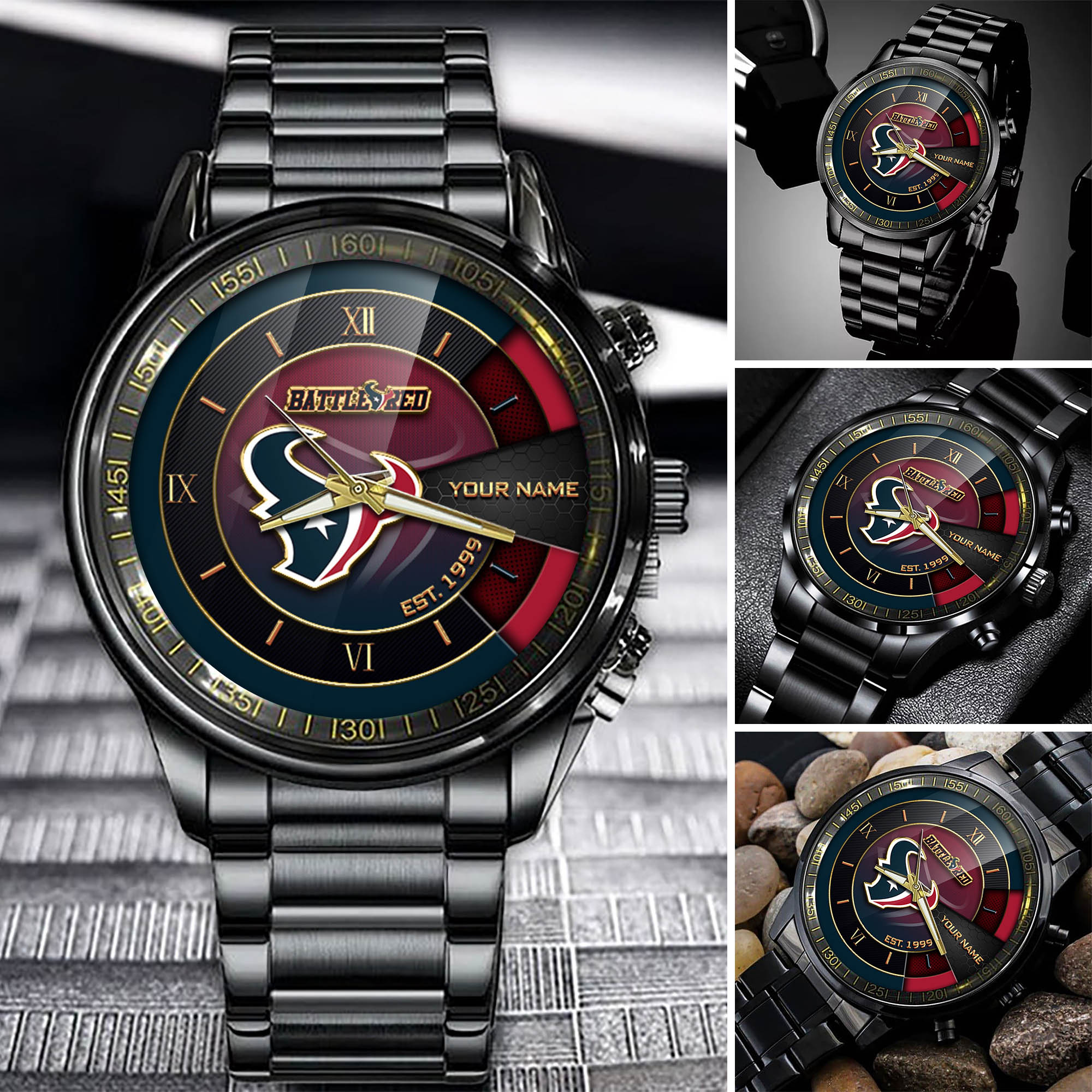 jwfancy houston texans nfl black fashion watch customize your name fan gifts 1jwag