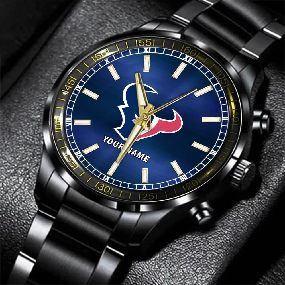 jwfancy houston texans nfl personalized black hand watch gifts for fans 7hgeo