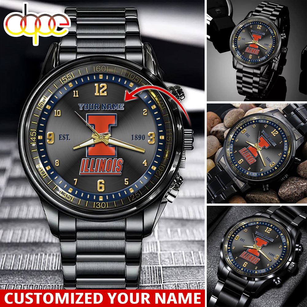 jwfancy illinois fighting illini ncaa personalized sport watch gift for fans for this season t7kaw