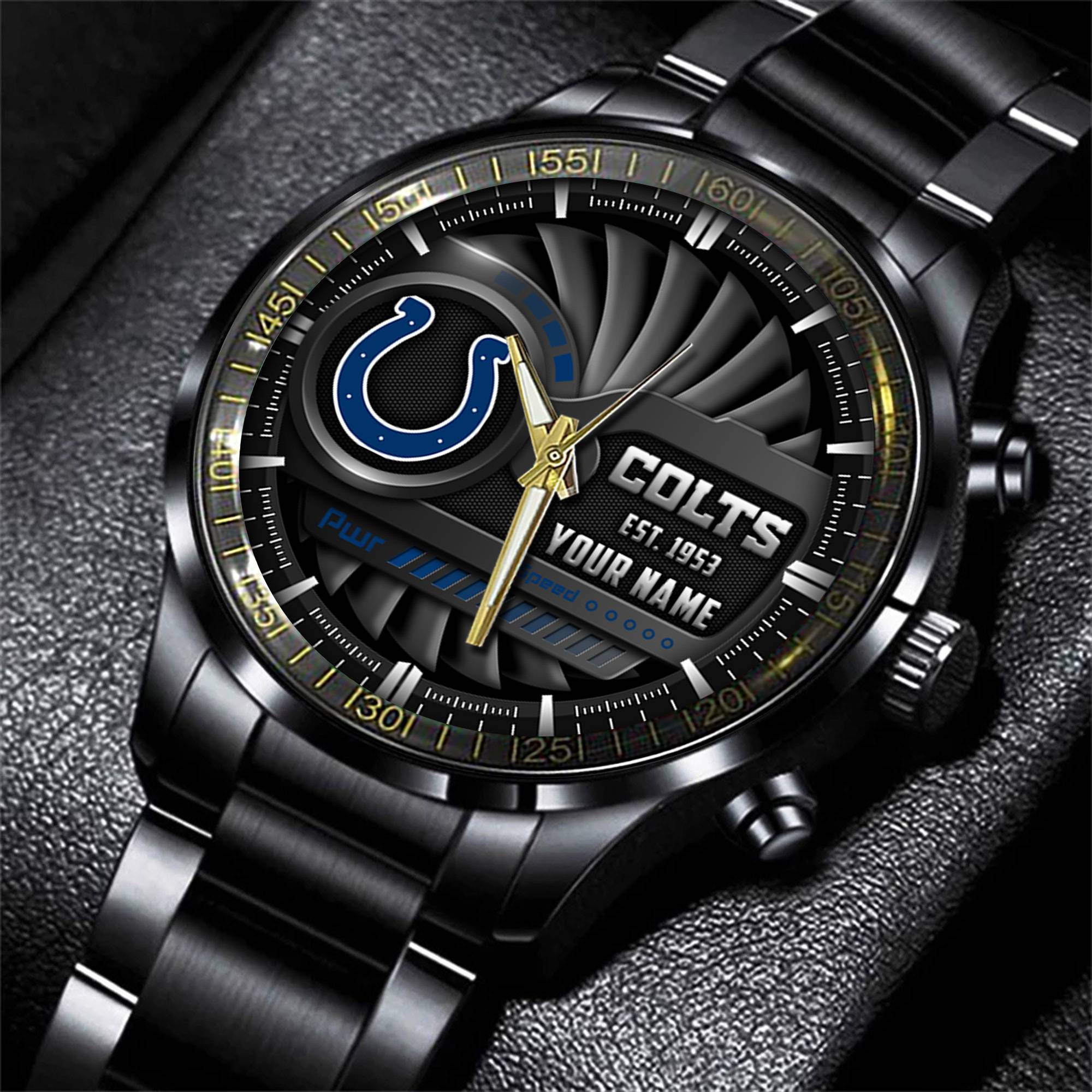 jwfancy indianapolis colts nfl black fashion watch custom your name b6ecu