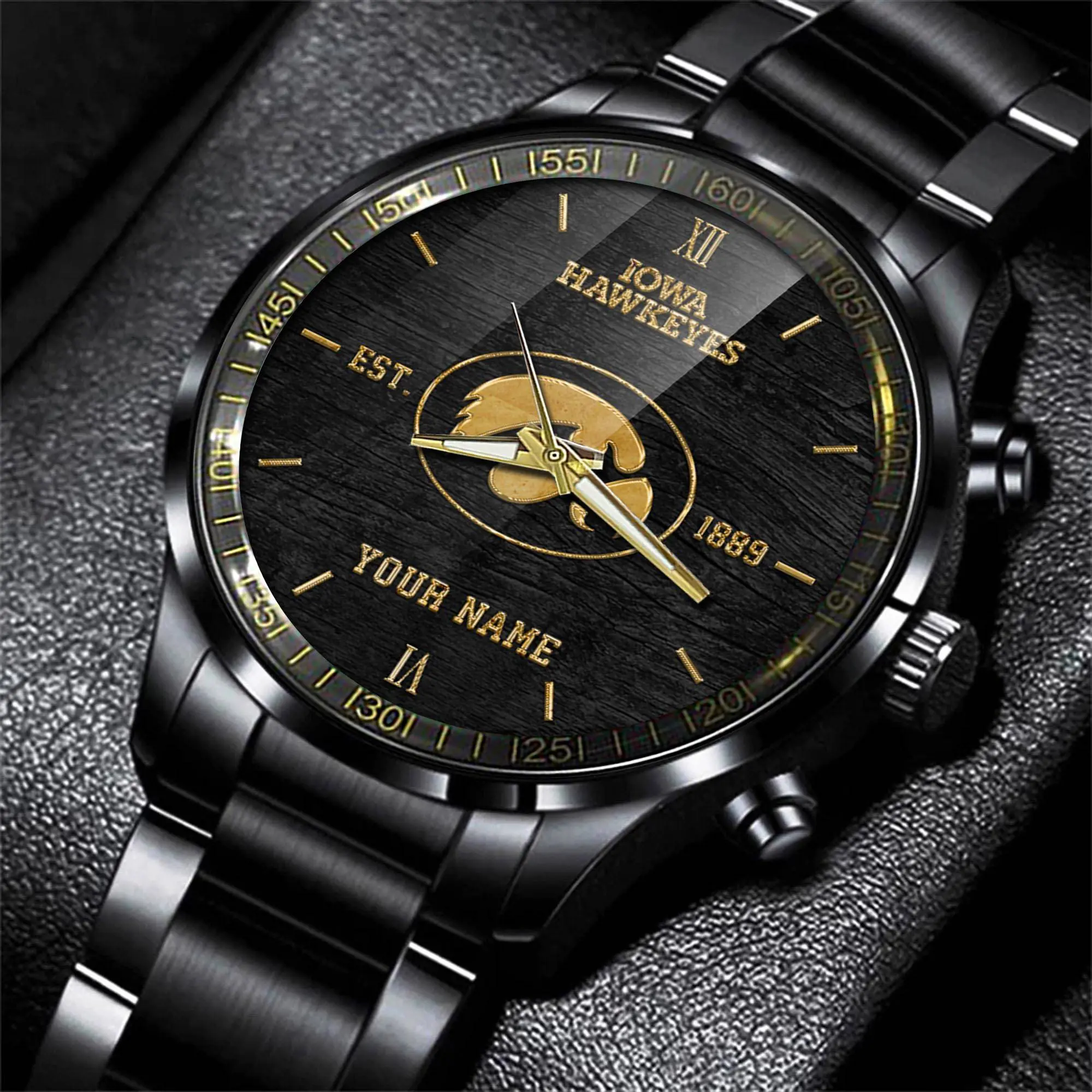 jwfancy iowa hawkeyes ncaa personalized black style hand watch gifts for fan o2i0k