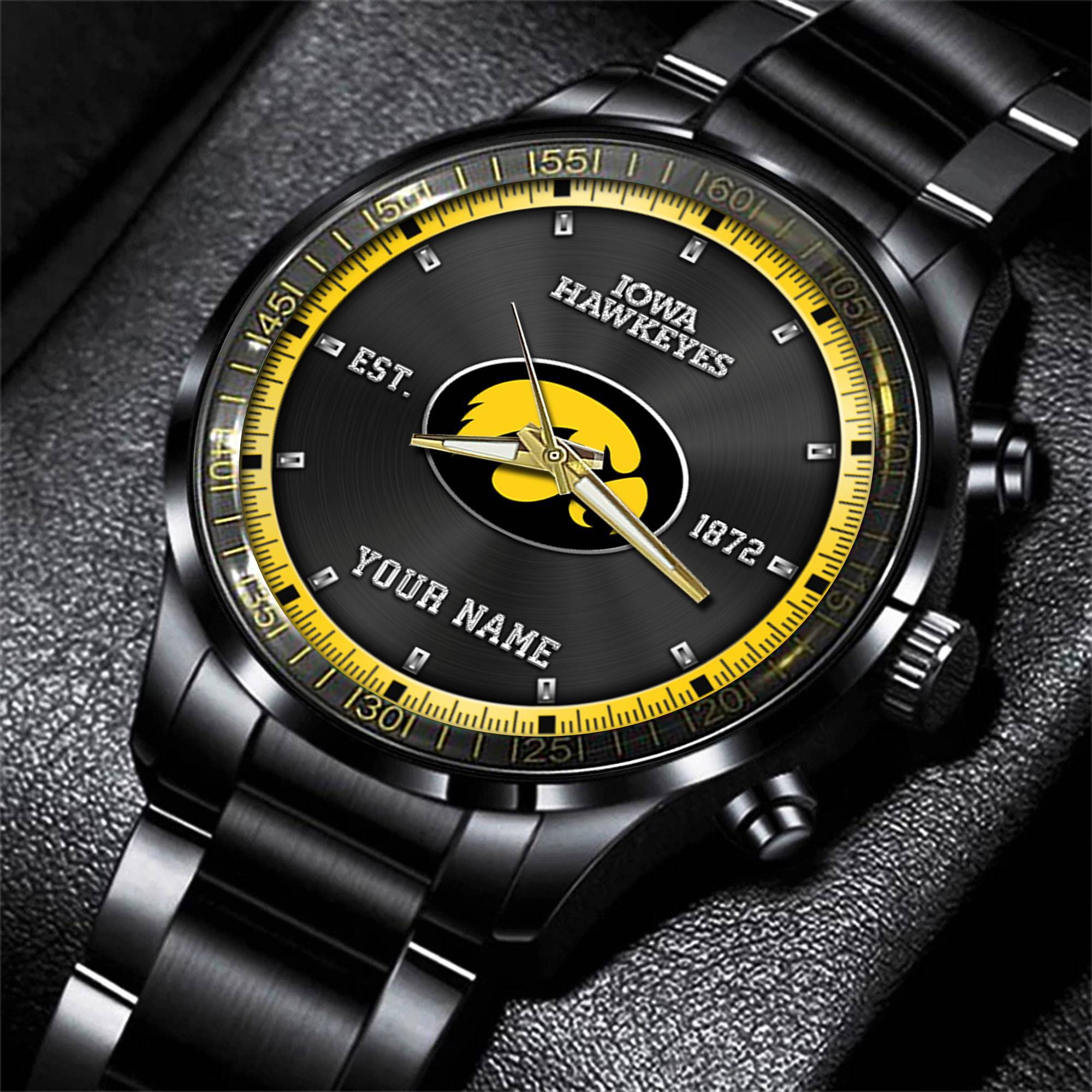 jwfancy iowa hawkeyes ncaa personalized black style hand watch gifts for fan ptcg5