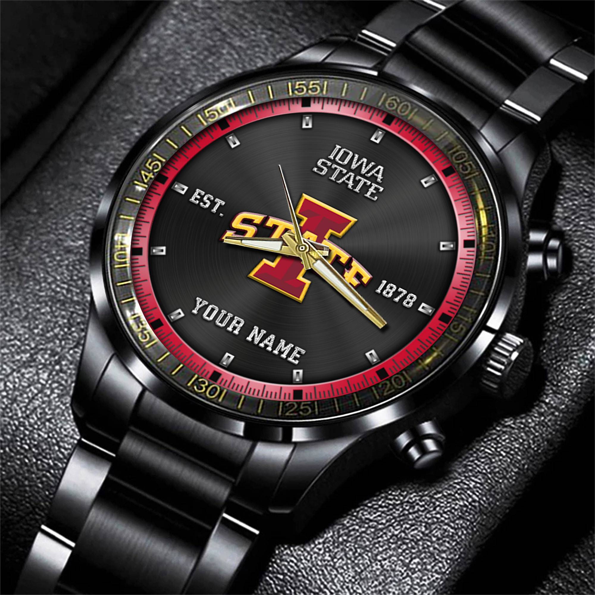 jwfancy iowa state cyclones ncaa personalized black style hand watch gifts for fan pdq57