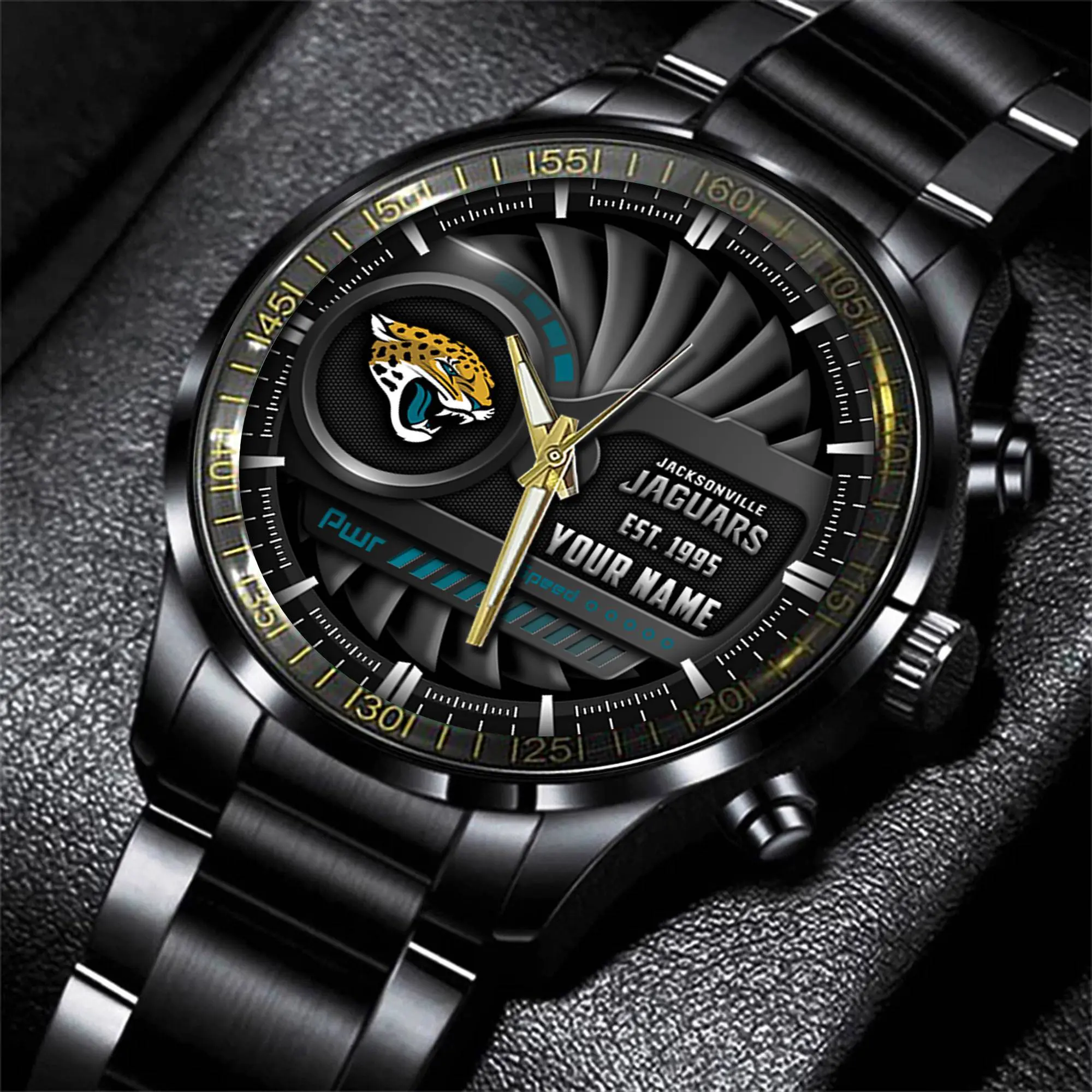 jwfancy jacksonville jaguars nfl black fashion watch custom your name 9v4gz