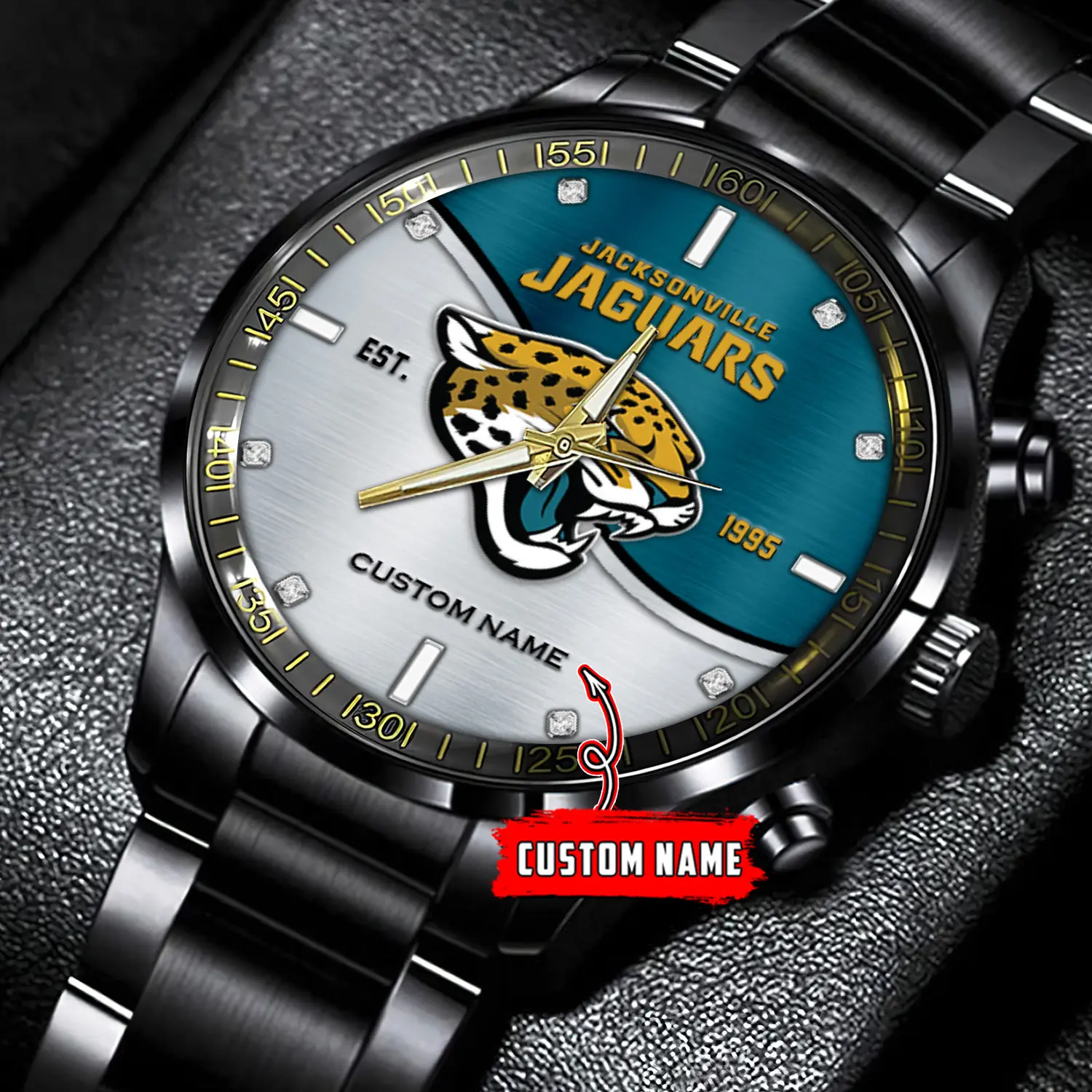 jwfancy jacksonville jaguars nfl personalized black stainless steel watch gift for fans flhxw