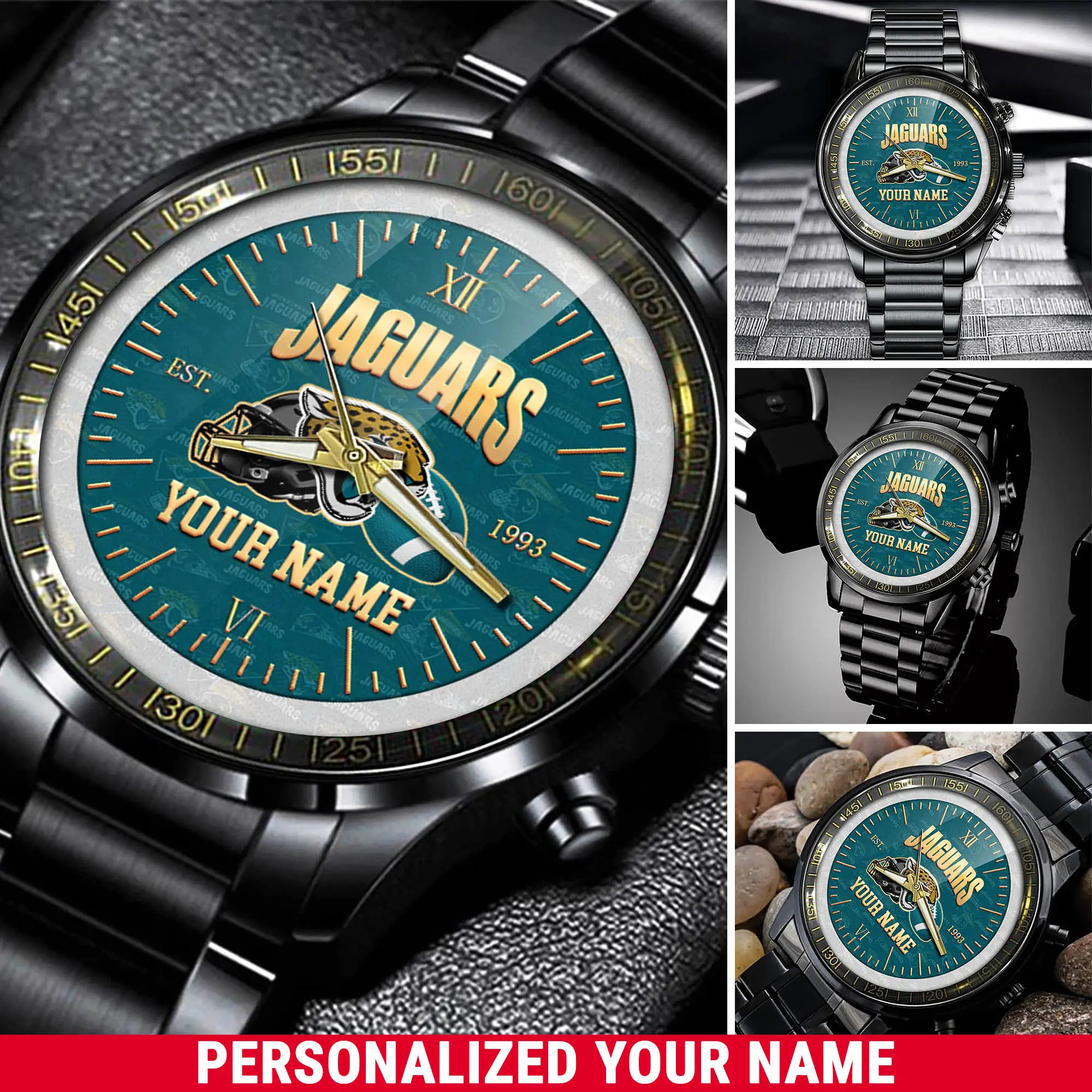 jwfancy jacksonville jaguars nfl personalized black watch new collection for fans kr6wb