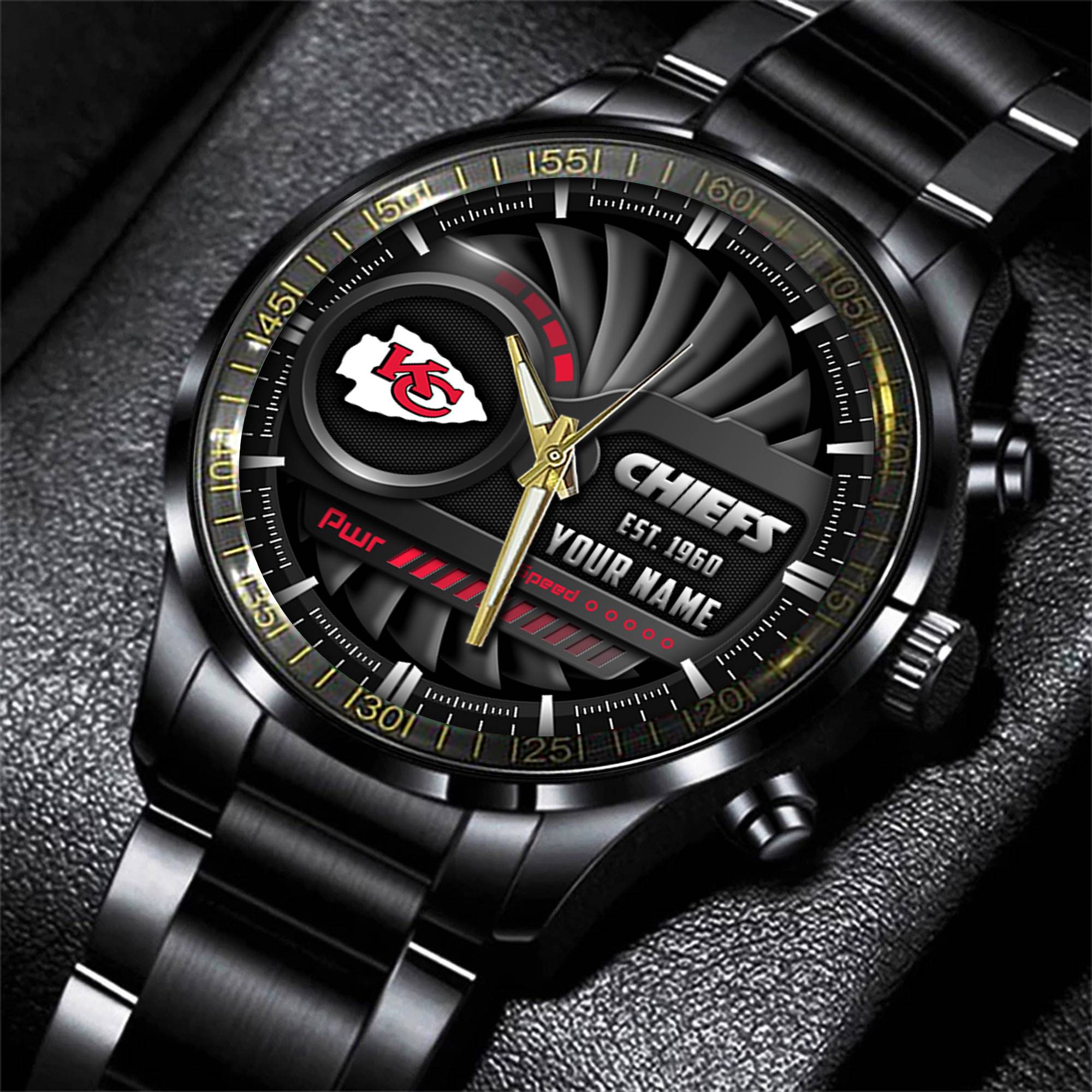 jwfancy kansas city chiefs nfl black fashion watch custom your name ktlie