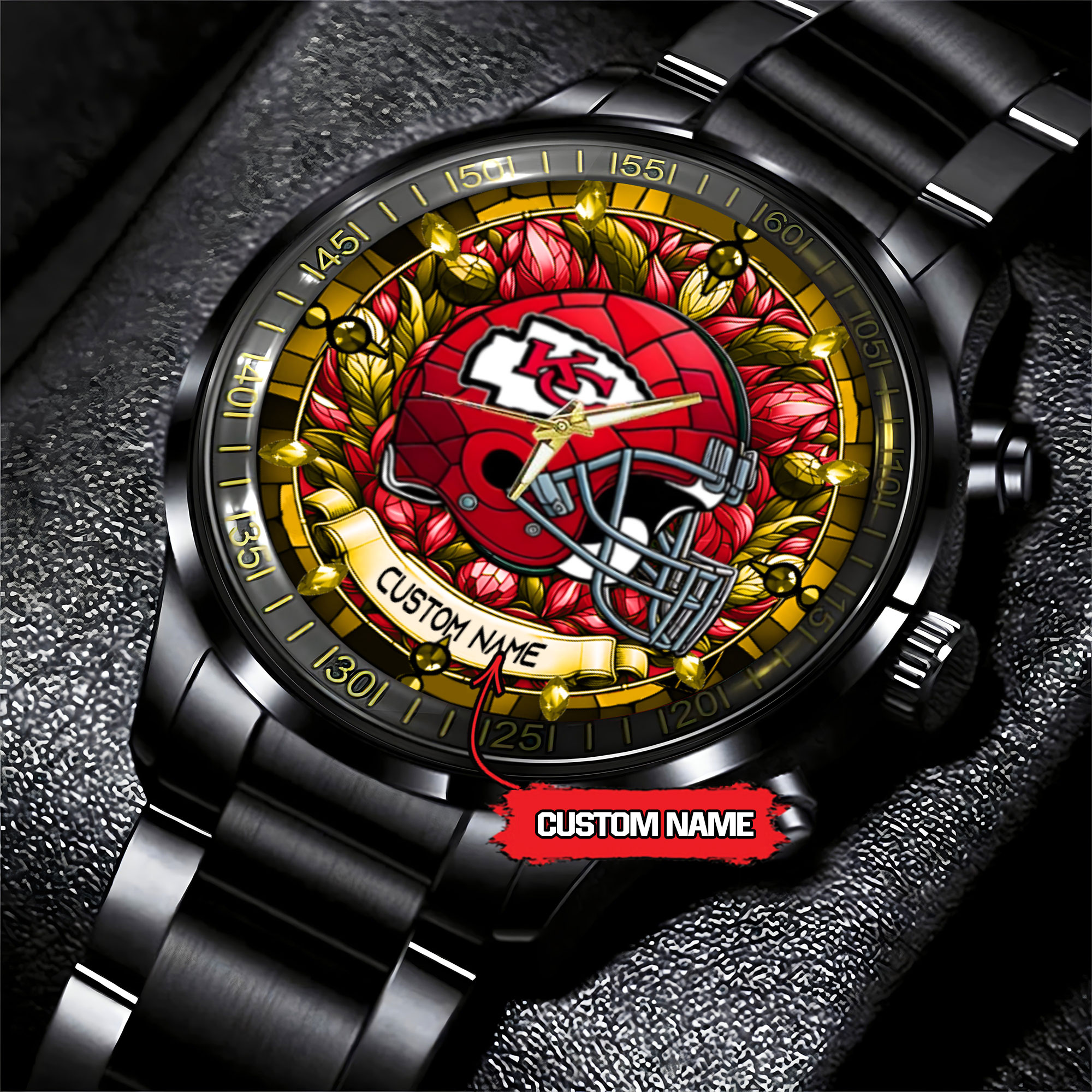 jwfancy kansas city chiefs nfl personalized black stainless steel watch gift for fan eadb6