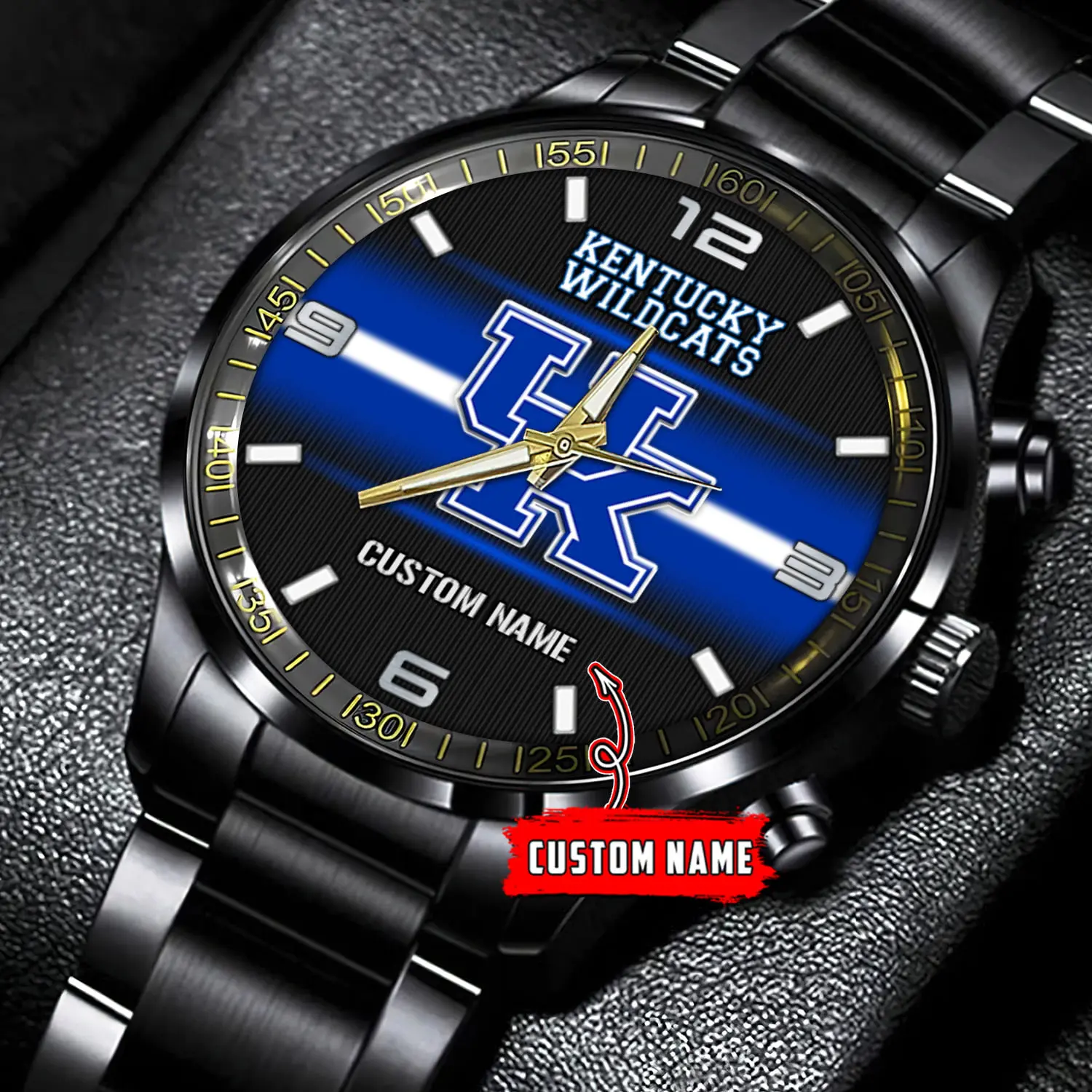 jwfancy kentucky wildcats ncaa personalized black stainless steel watch gift for fans a8v8f