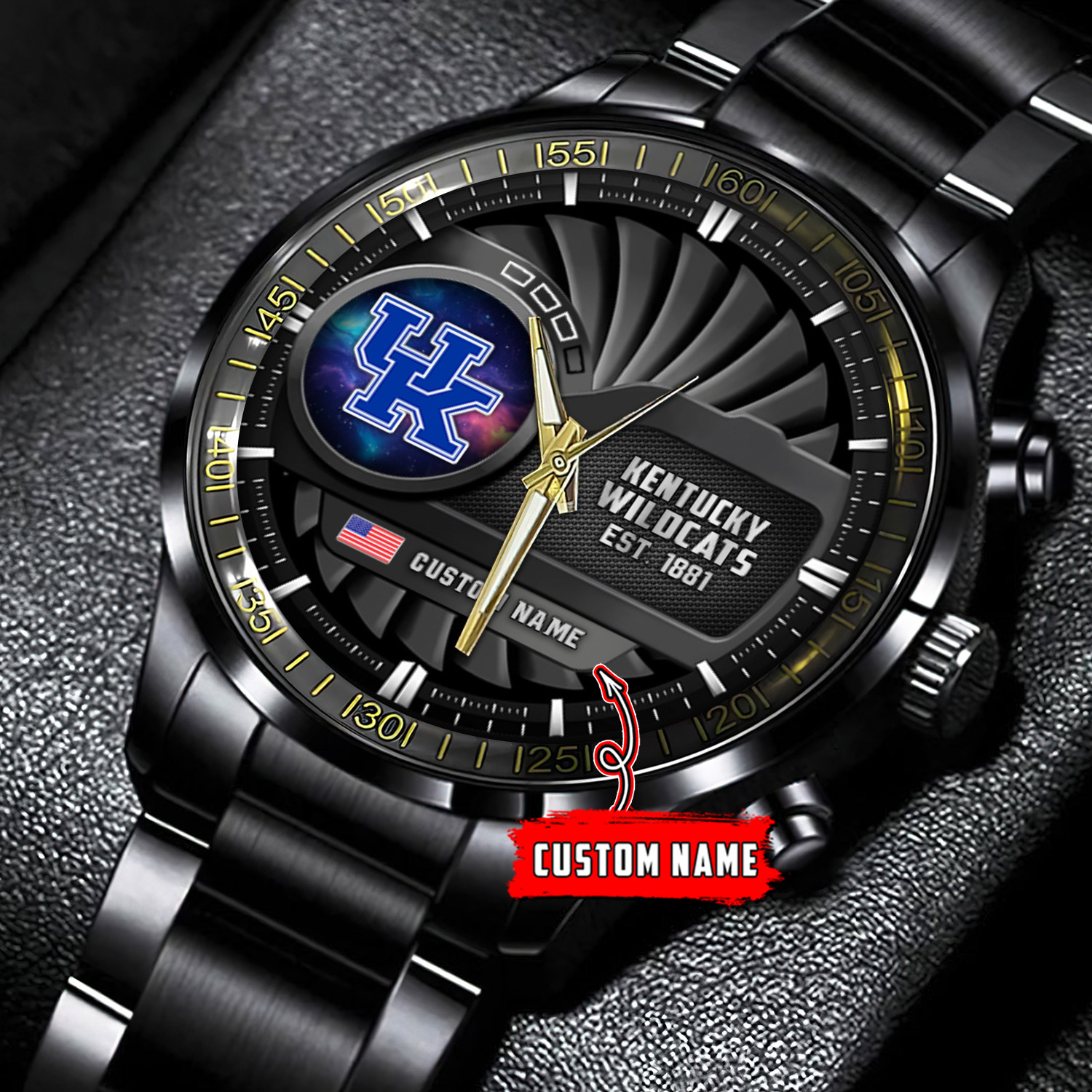 jwfancy kentucky wildcats ncaa personalized black stainless steel watch gift for fans f5rkt