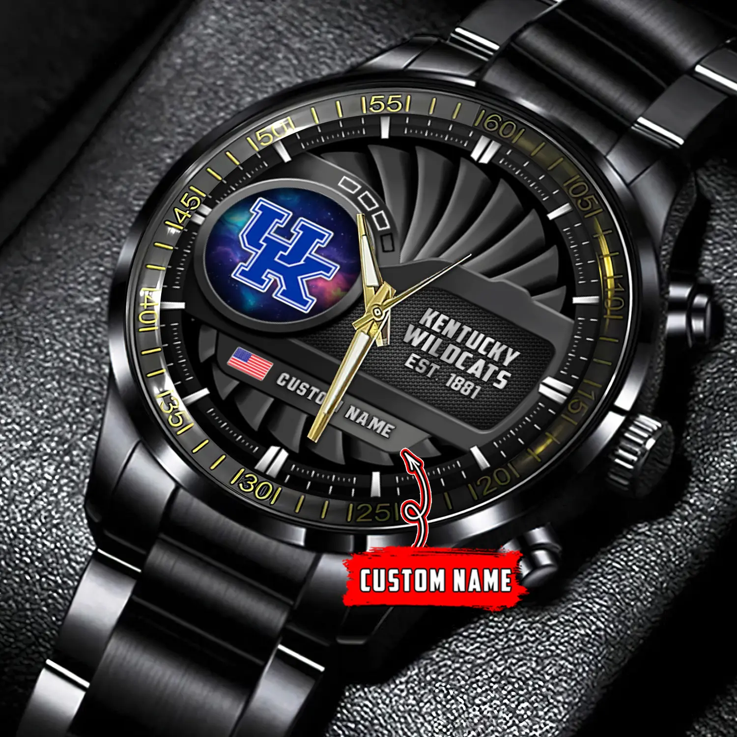 jwfancy kentucky wildcats ncaa personalized black stainless steel watch gift for fans f5rkt