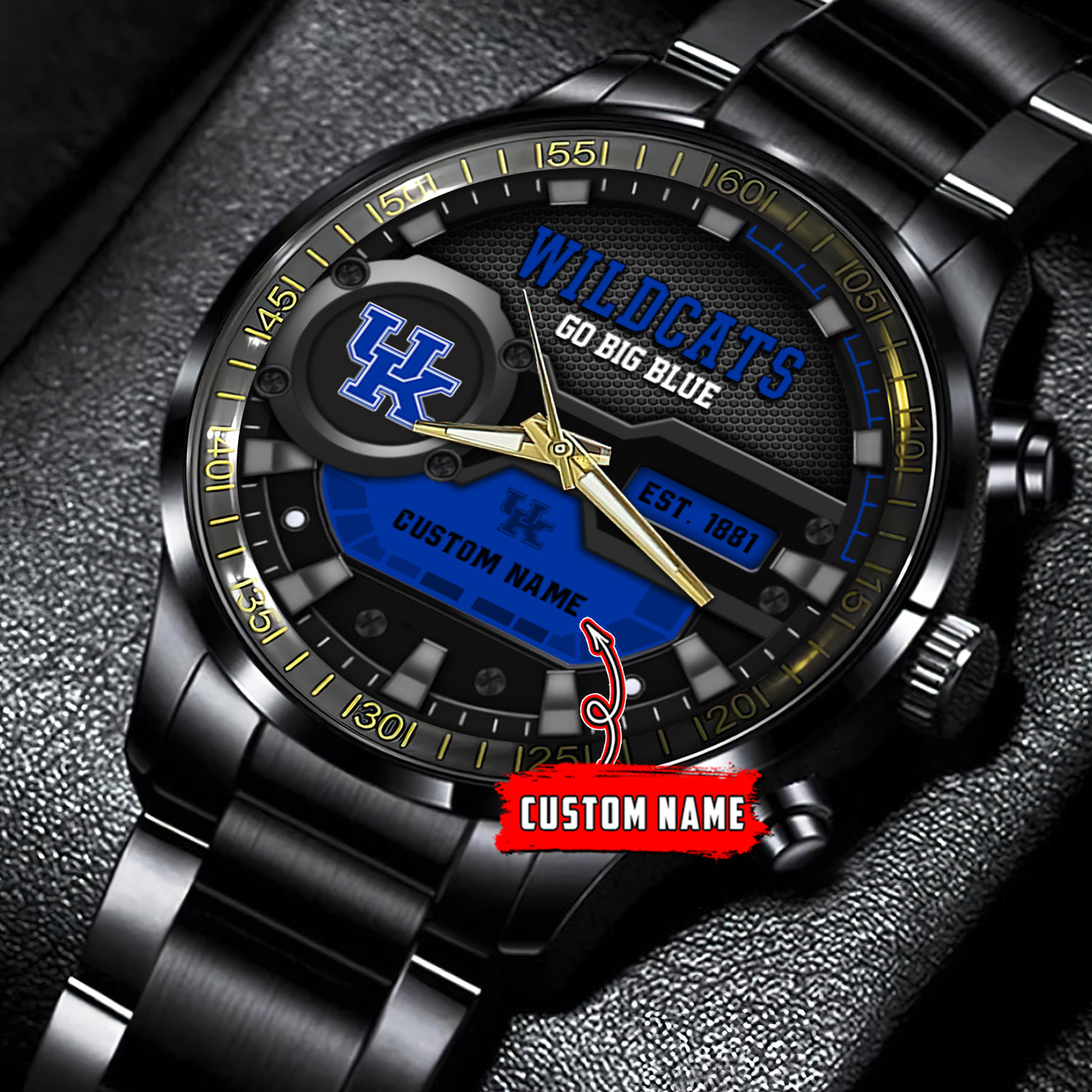 jwfancy kentucky wildcats ncaa personalized black stainless steel watch gift for fans inv98