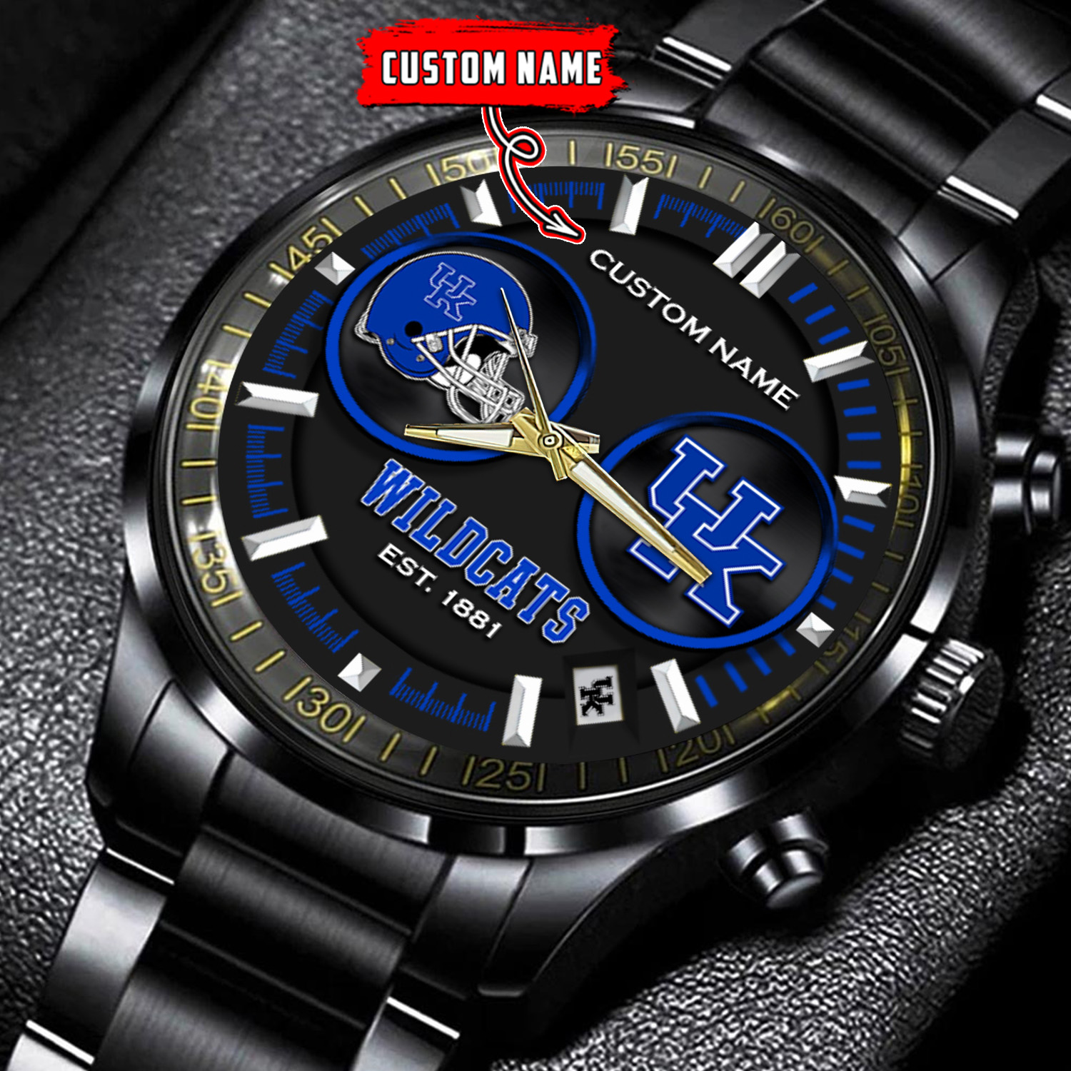 jwfancy kentucky wildcats ncaa personalized black stainless steel watch gift for fans ntvpj
