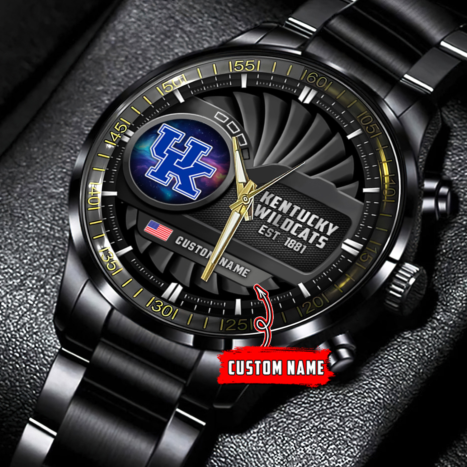 jwfancy kentucky wildcats ncaa personalized black stainless steel watch gift for fans uiuo9