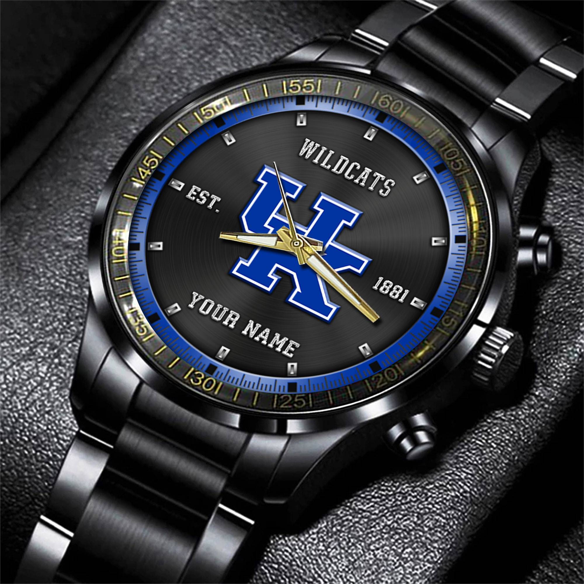 jwfancy kentucky wildcats ncaa personalized black style hand watch gifts for fan purd2