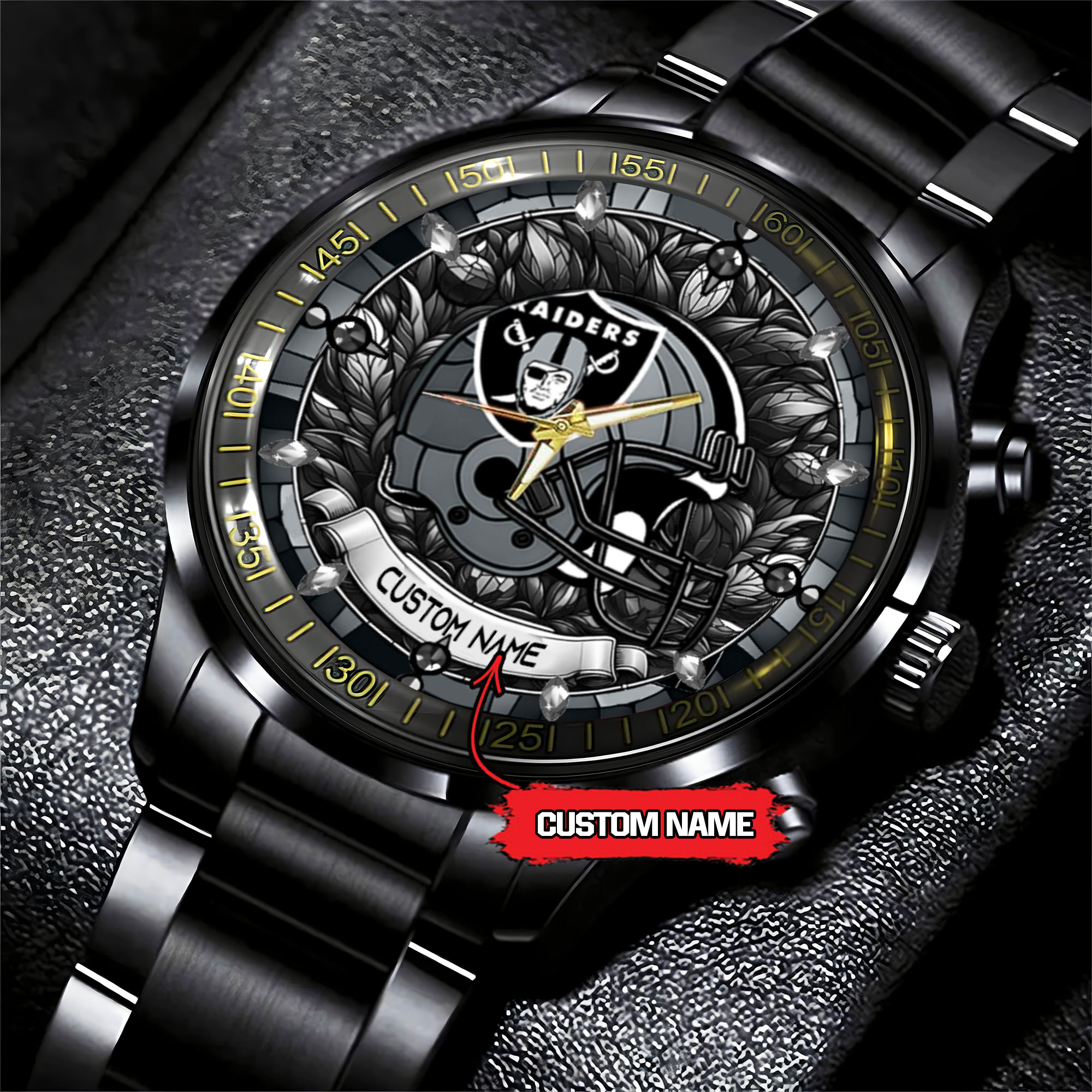 jwfancy las vegas raiders nfl personalized black stainless steel watch gift for fan 2defc