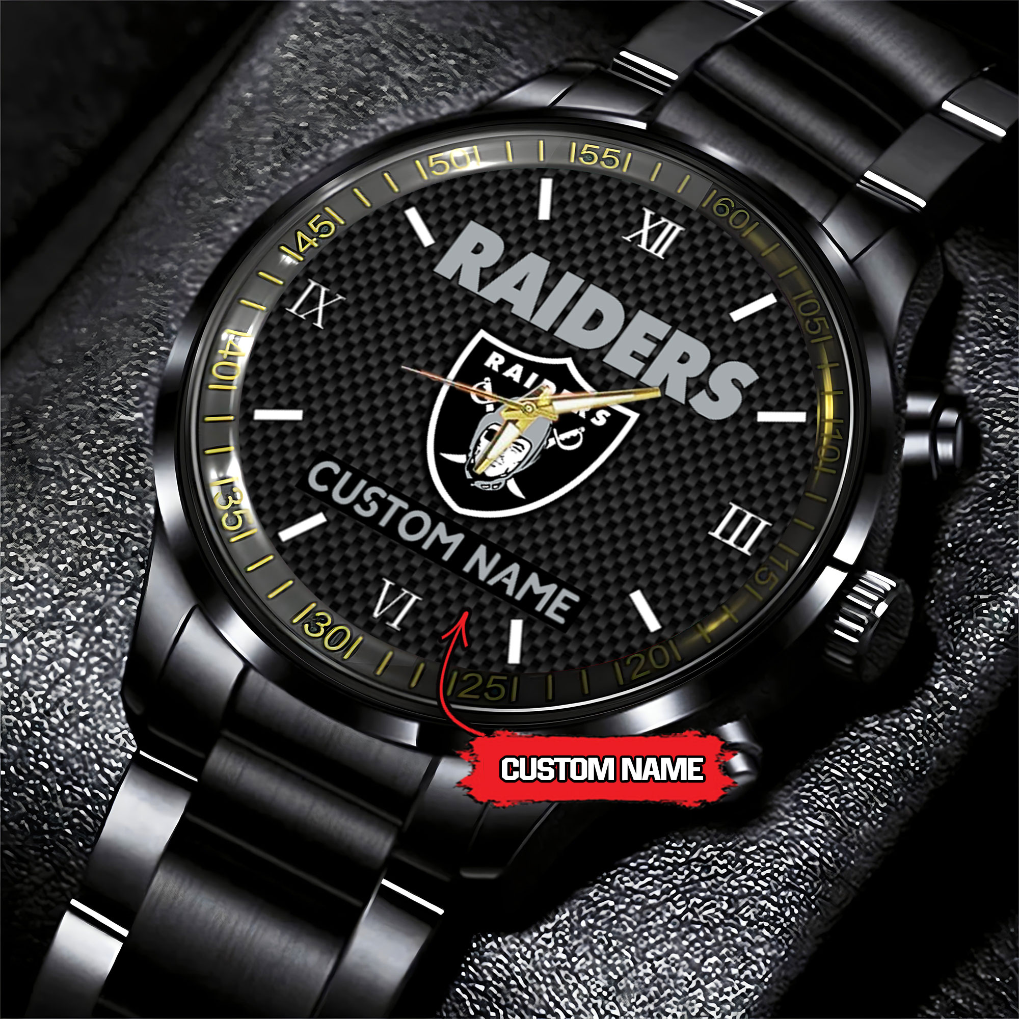 jwfancy las vegas raiders nfl personalized custom black fashion watch gift for fans mic0o