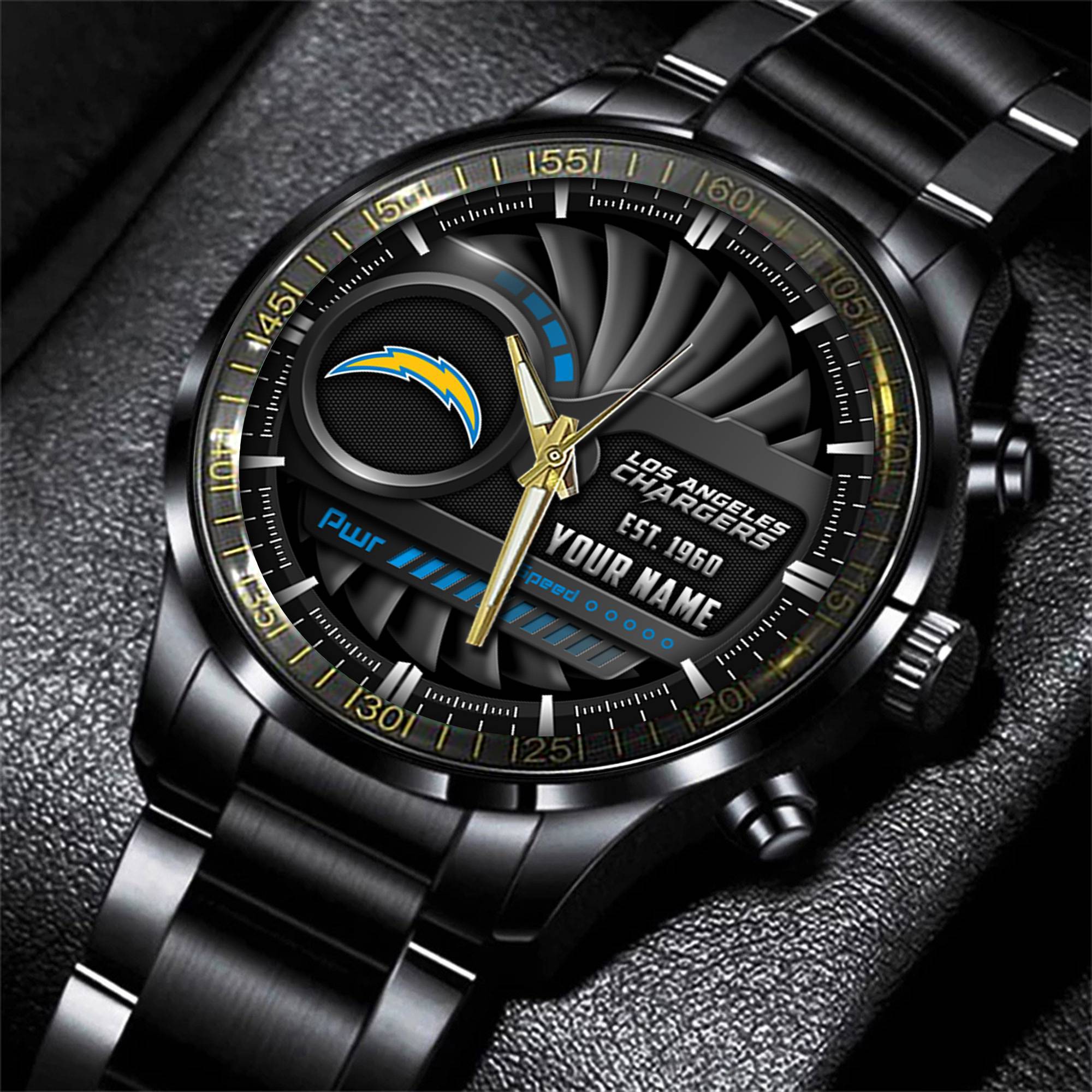 jwfancy los angeles chargers nfl black fashion watch custom your name 2zpcj