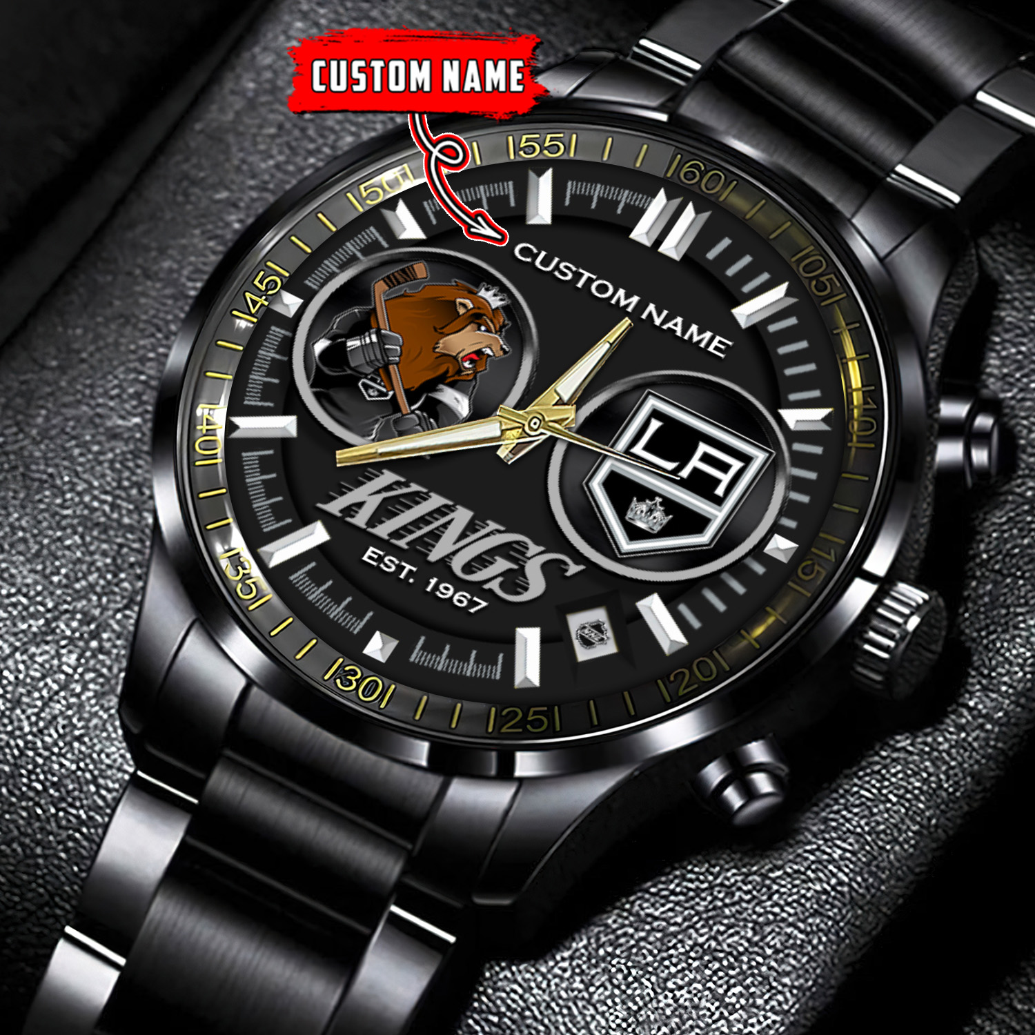 jwfancy los angeles kings nhl personalized black stainless steel watch gift for fans f8bth