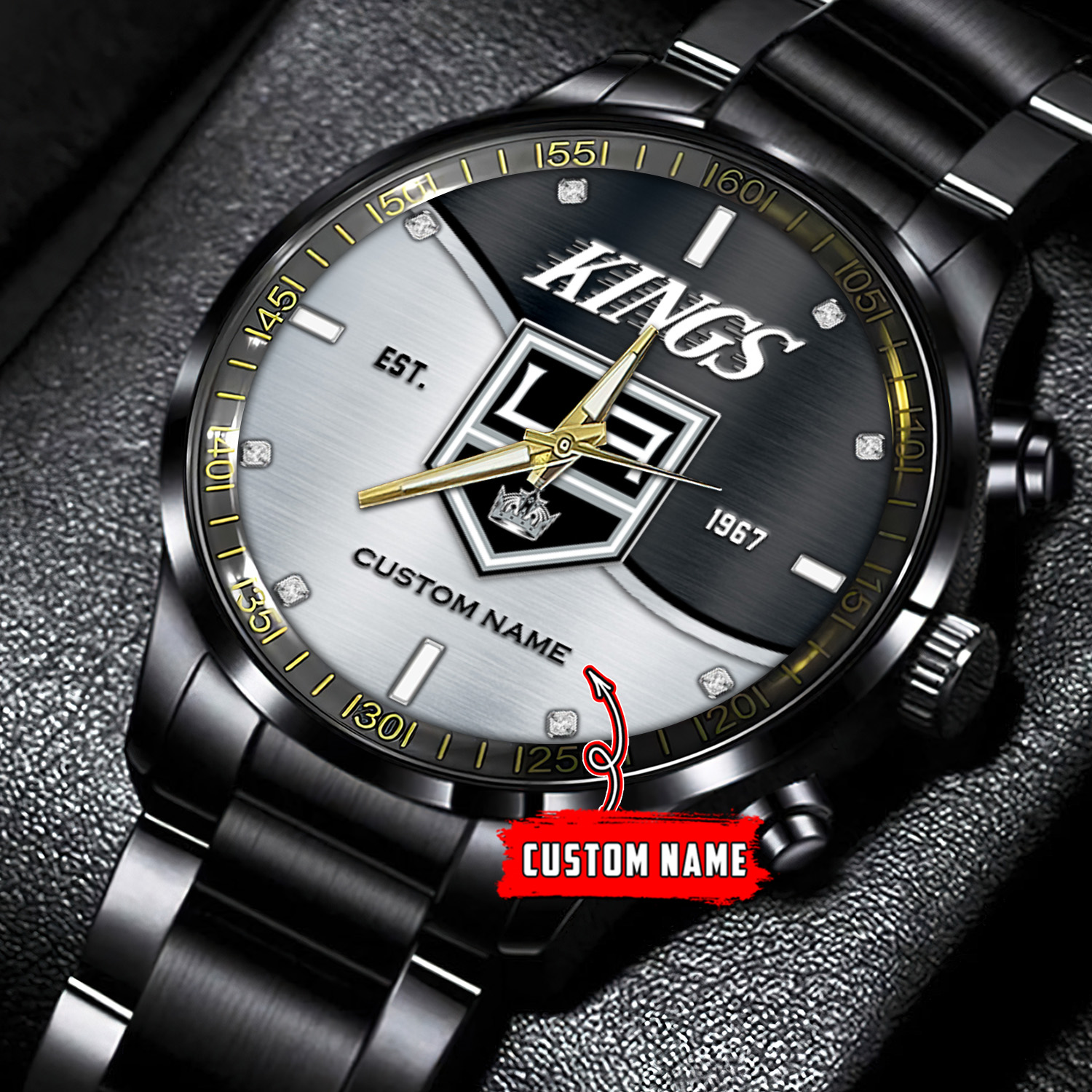jwfancy los angeles kings nhl personalized black stainless steel watch gift for fans p76op