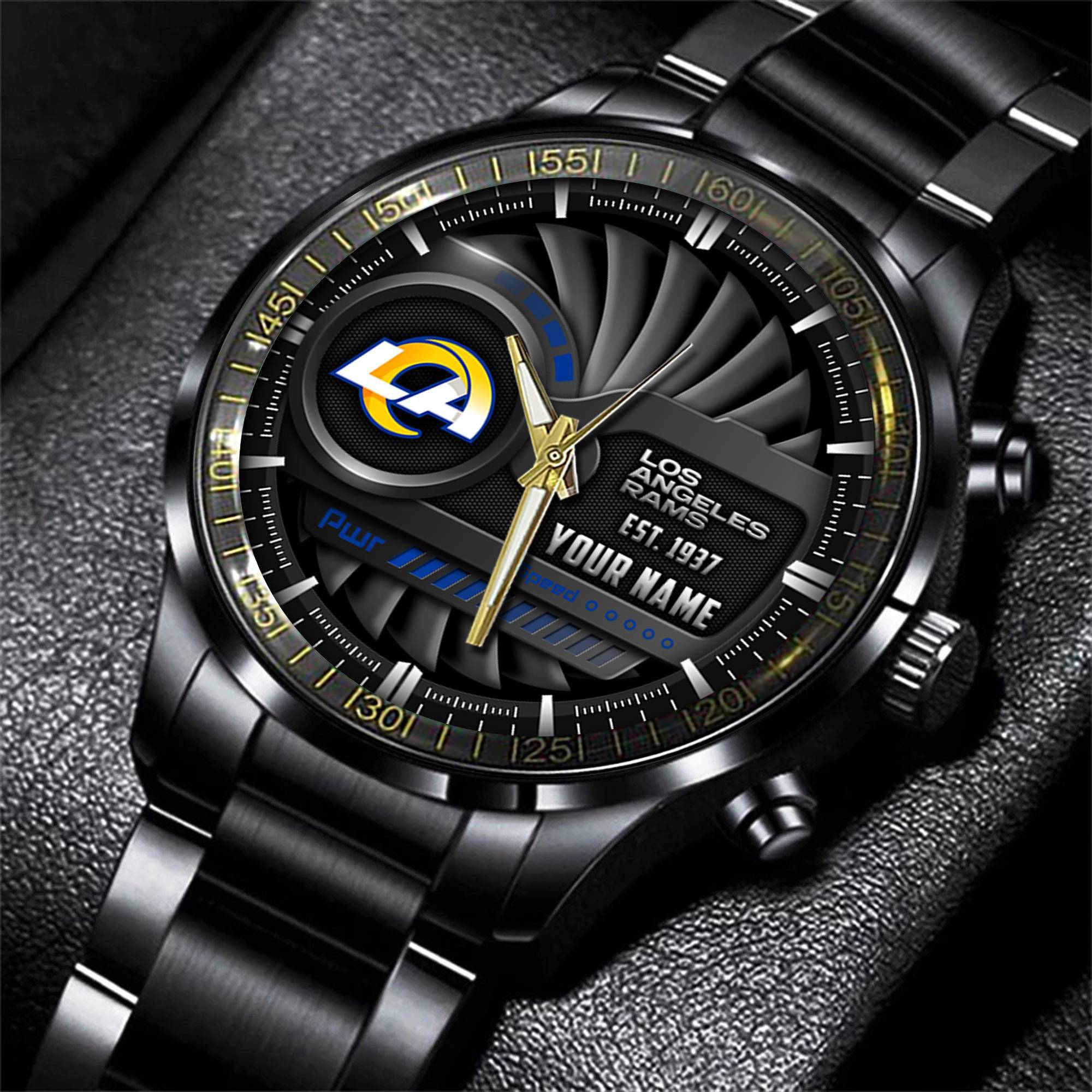jwfancy los angeles rams nfl black fashion watch custom your name ieqlh