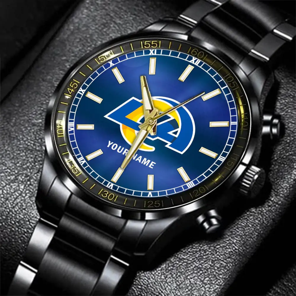 jwfancy los angeles rams nfl personalized black hand watch gifts for fans 4p2qq